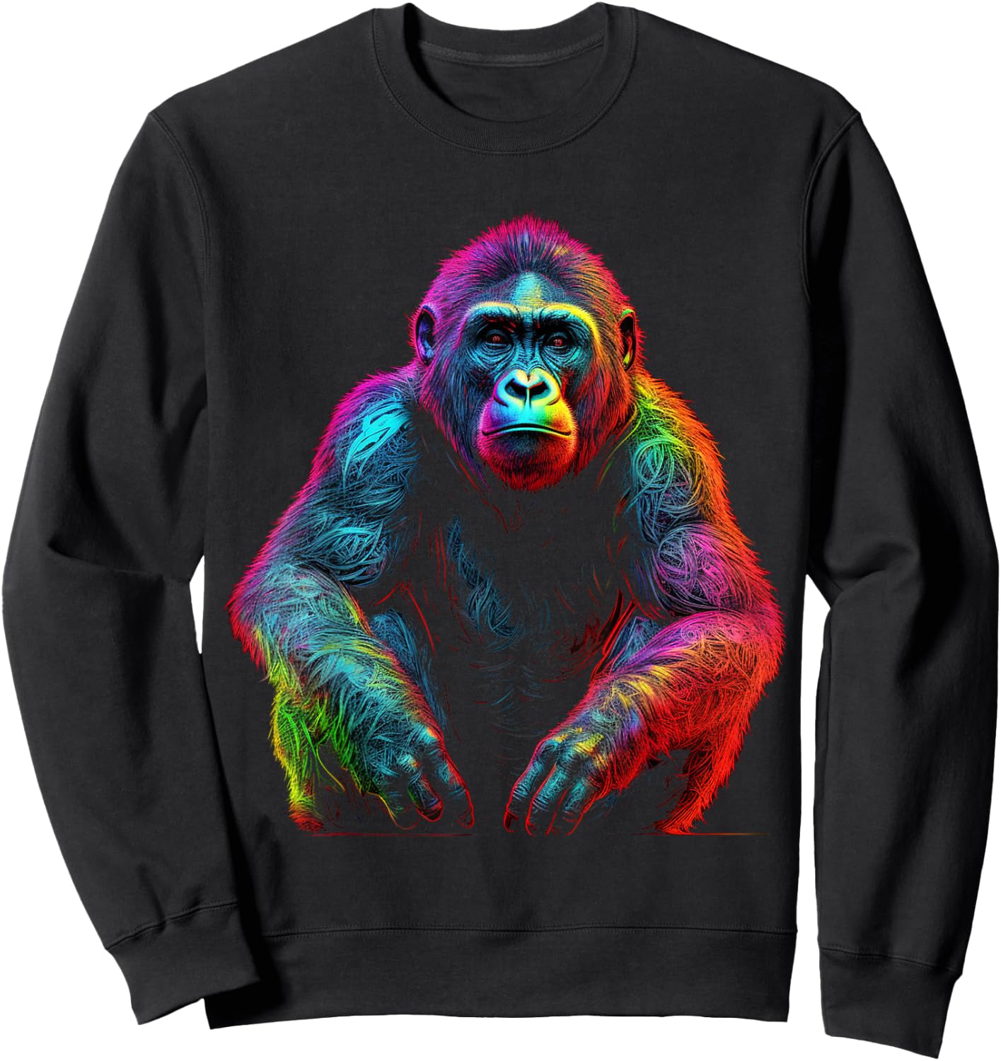 Monkey Colourful Art Animal Creative Animal Motif Monkey Sweatshirt - Sweatshirt | Black