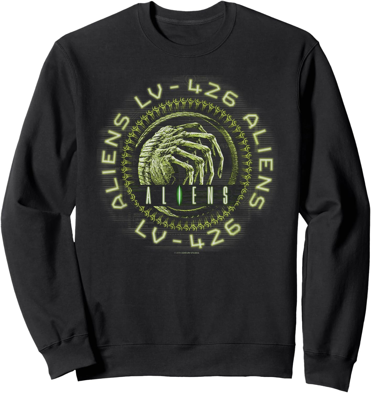 Aliens Lv-Fourtwentysix Facehugger Neon Big Chest Text Logo Sweatshirt - Sweatshirt | Black