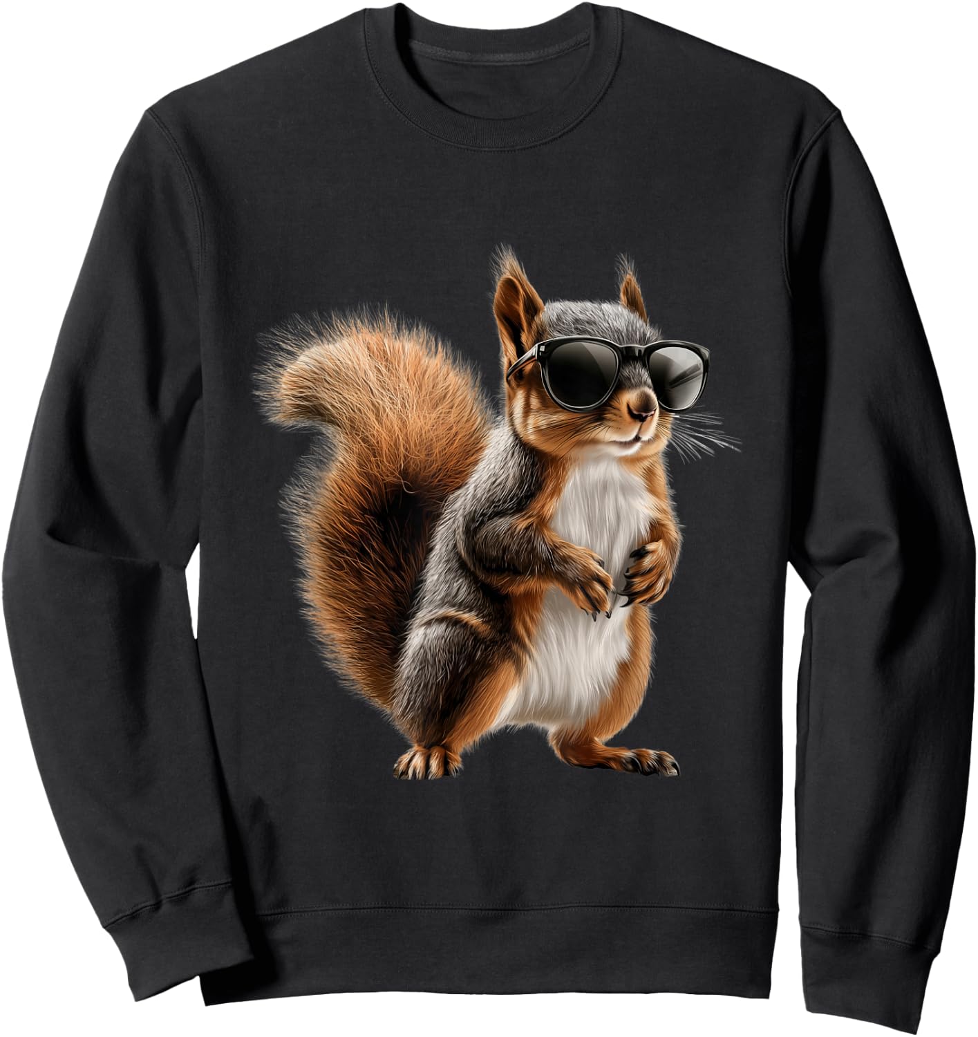 Se Eichhrnchen Motive fr Tierliebhaber - Adult Black Small Classic Cartoon Squirrel Motif with Sunglasses Sweatshirt - Sweatshirt | Black