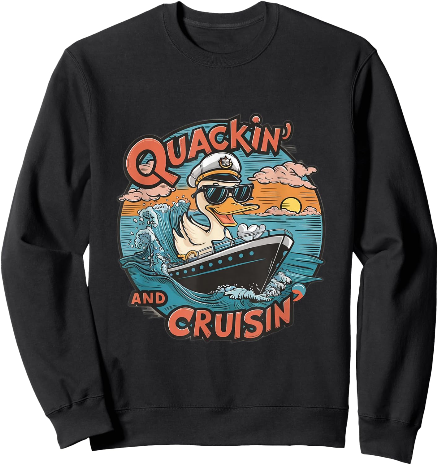Funny Duck Hunting Hiding, cruise duck hunter, cruise ship Sweatshirt - Sweatshirt | Black