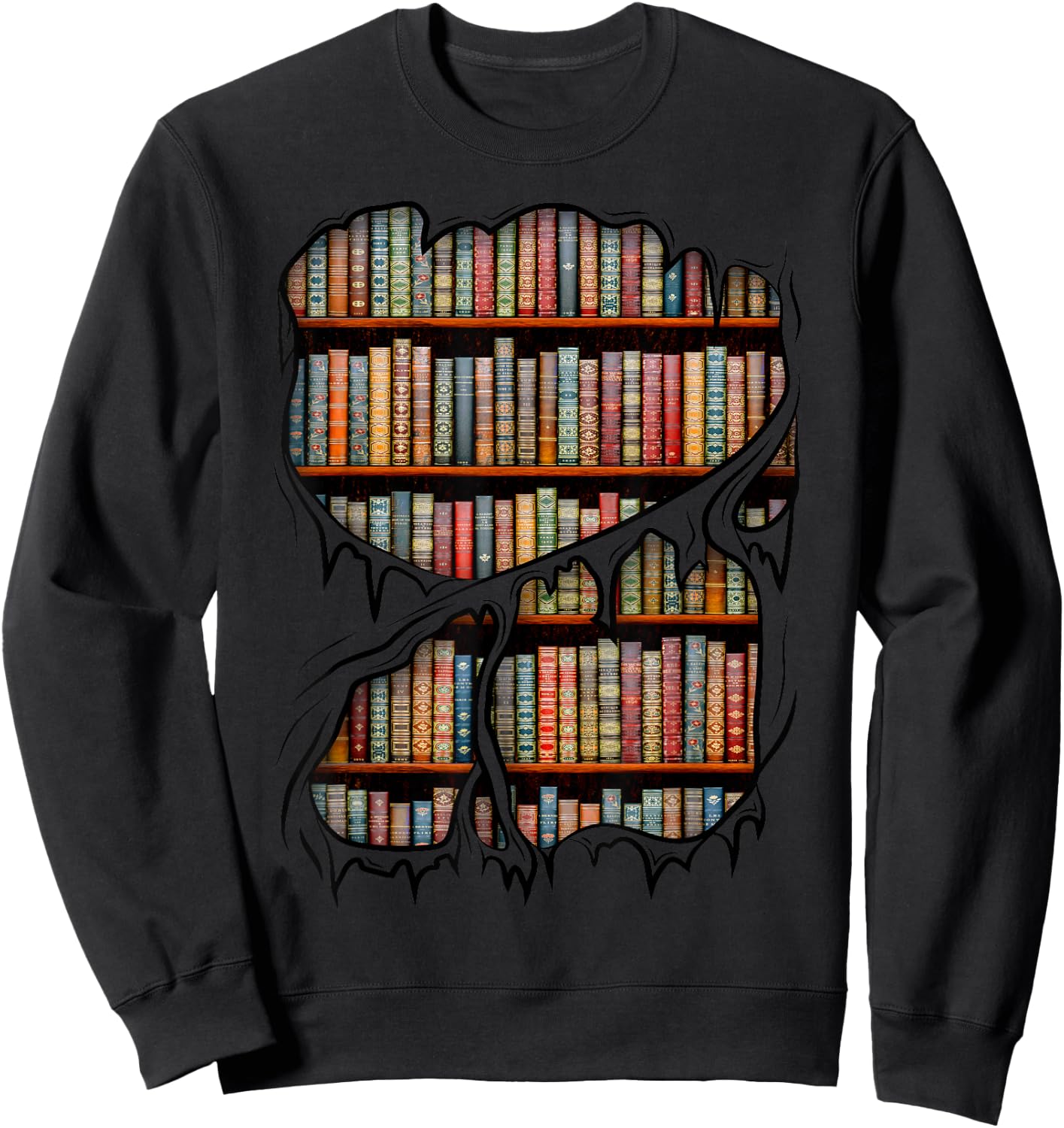 Bookcase Library Books Indoor Library Halloween Costume , gray, s Sweatshirt - Sweatshirt | Black