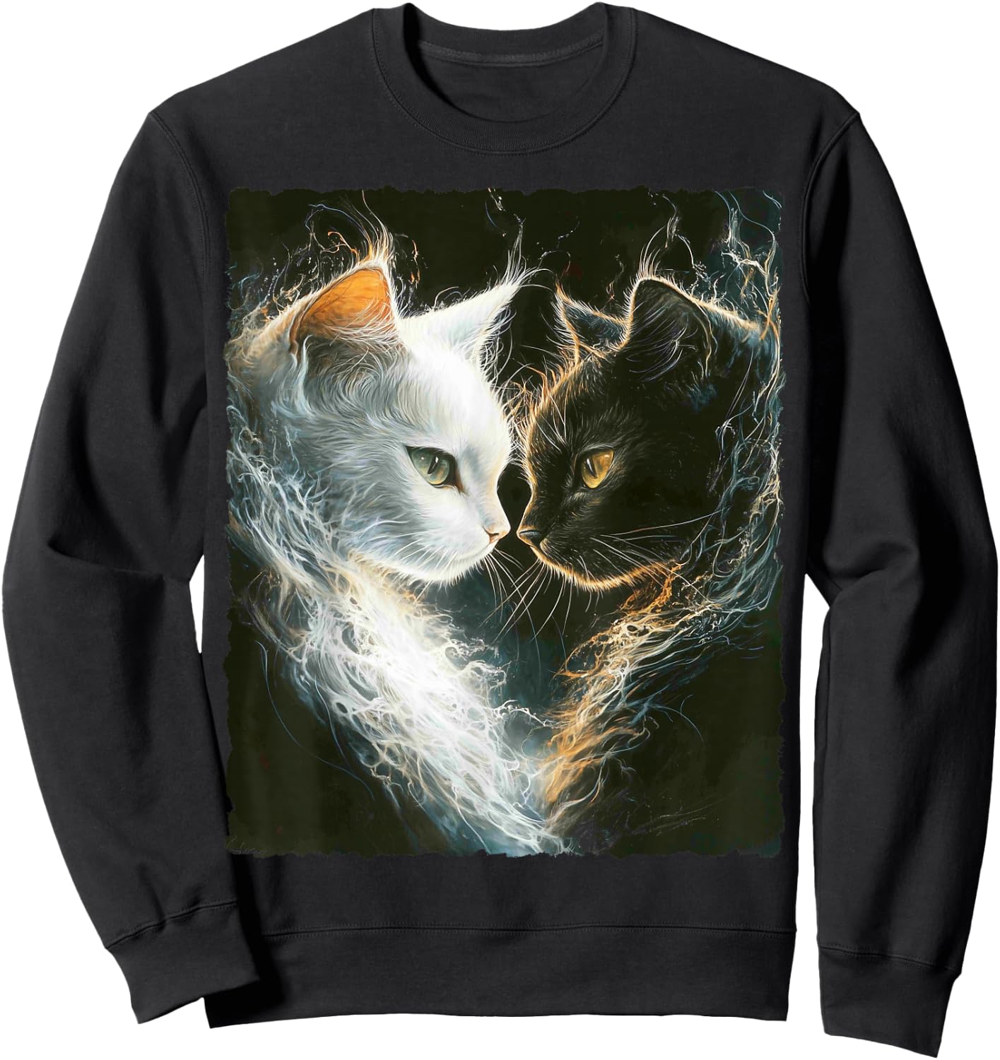 Süße magische Katze Kätzchen Kitten Fantasy Kunst Sweatshirt - Sweatshirt | Black
