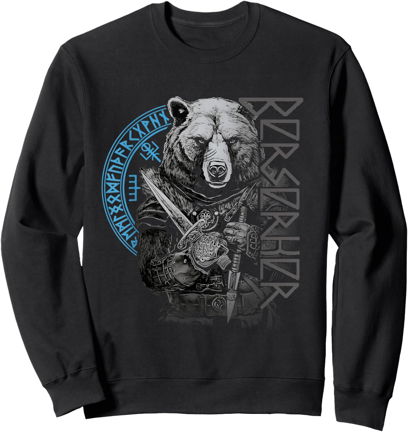 Berserker Bear Warrior Odin Runes Nordic Compass Viking Sweatshirt - Sweatshirt | Black