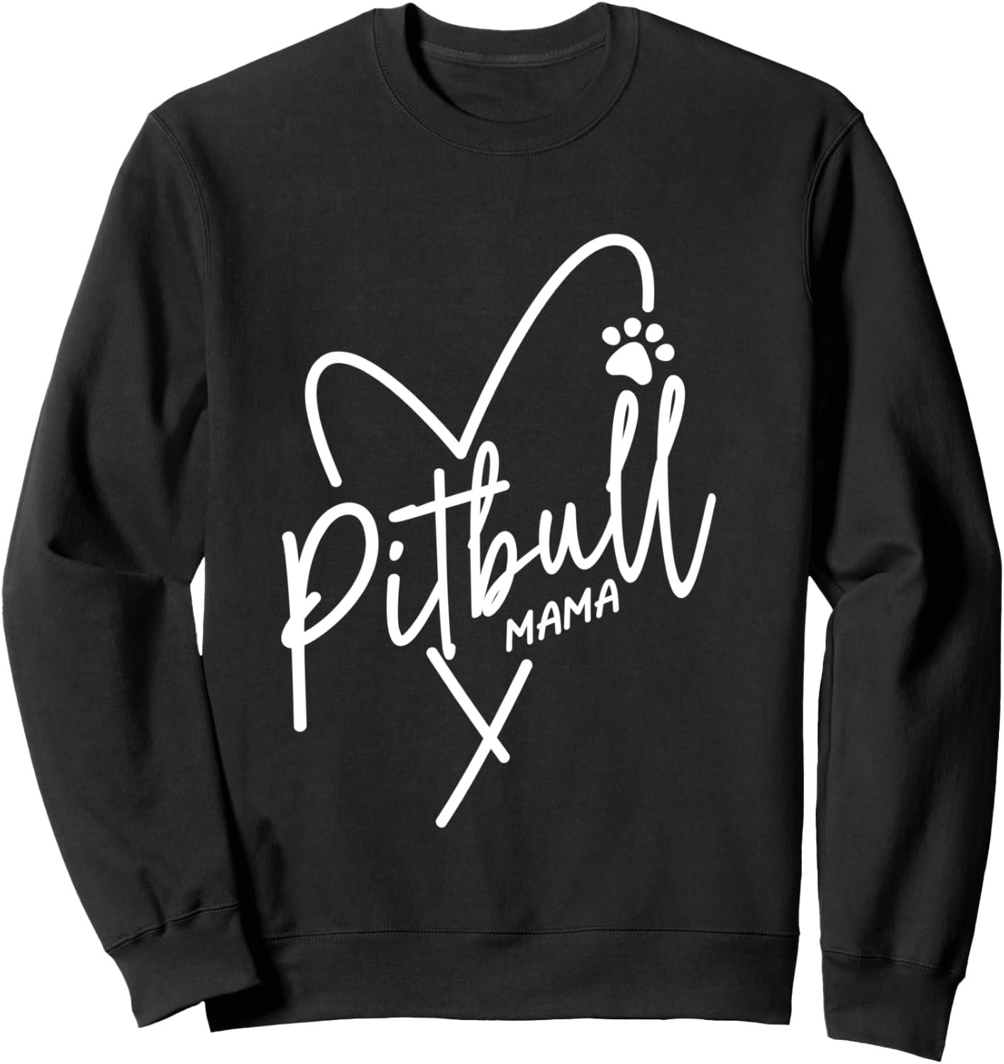 Pitbull Mom Heart Pit Bull Mama Dog Lover Pittie Sweatshirt - Sweatshirt | Black