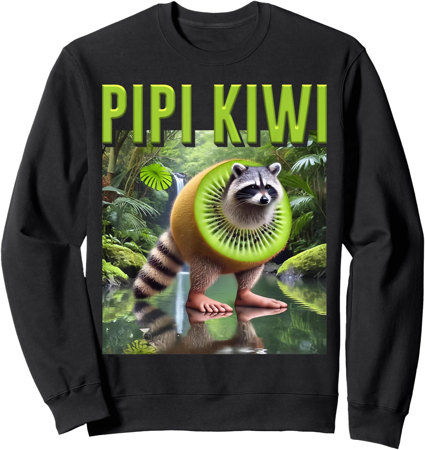 Pipi Kiwi Raccoon AI Monster Italian Brainrot Boy Meme Joke Sweatshirt - Sweatshirt | Black