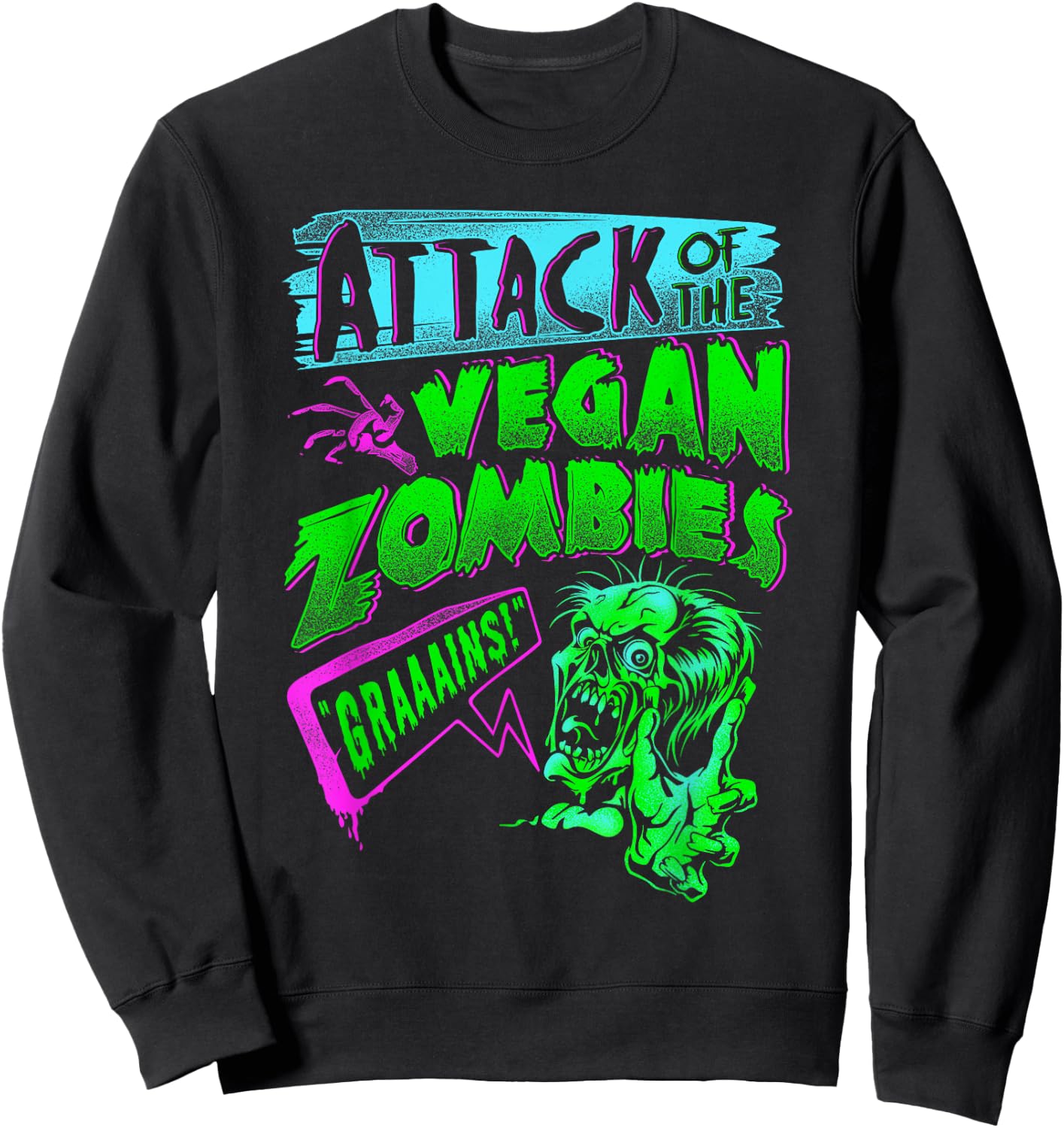 Attack of the Vegan Zombies Vegetarian Halloween Sweatshirt - Sweatshirt | Black