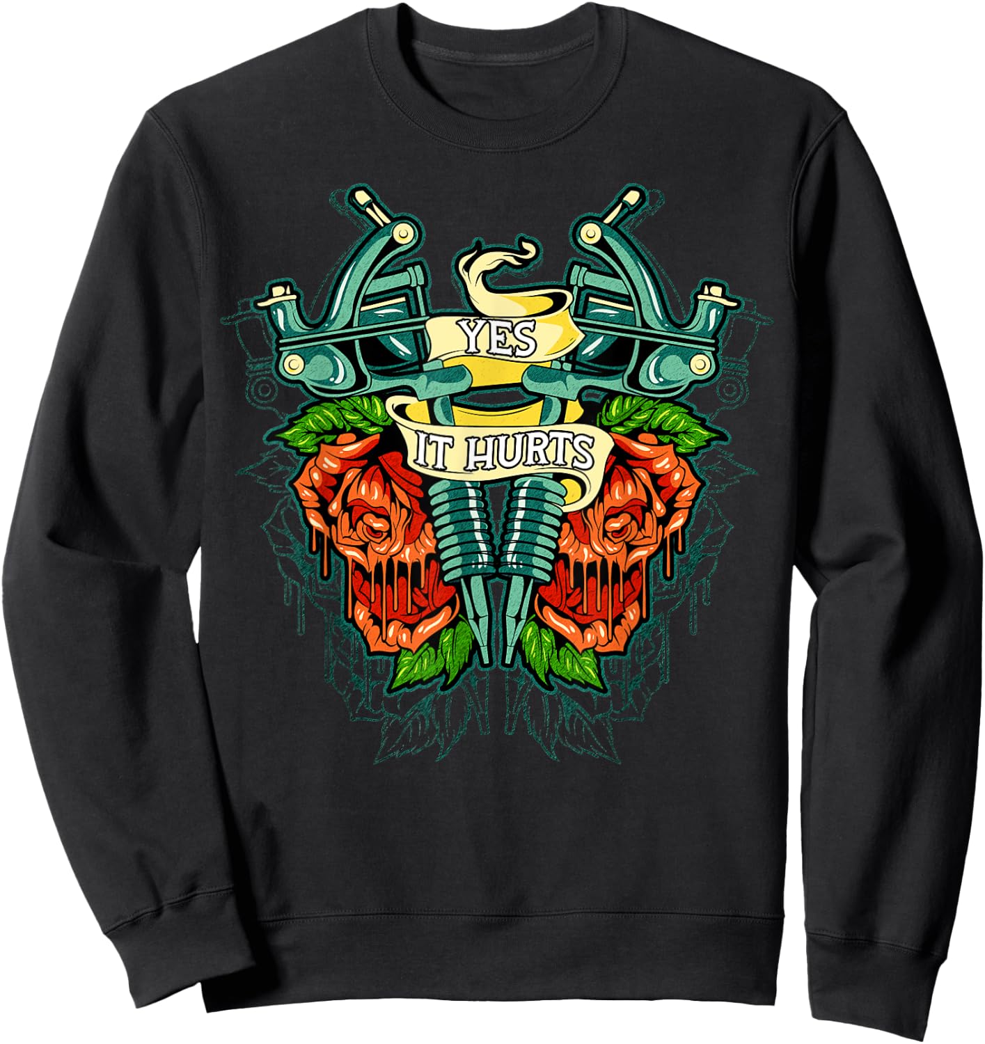 Yes It Hurts Vintage Old Style Tattoo design Sweatshirt - Sweatshirt | Black