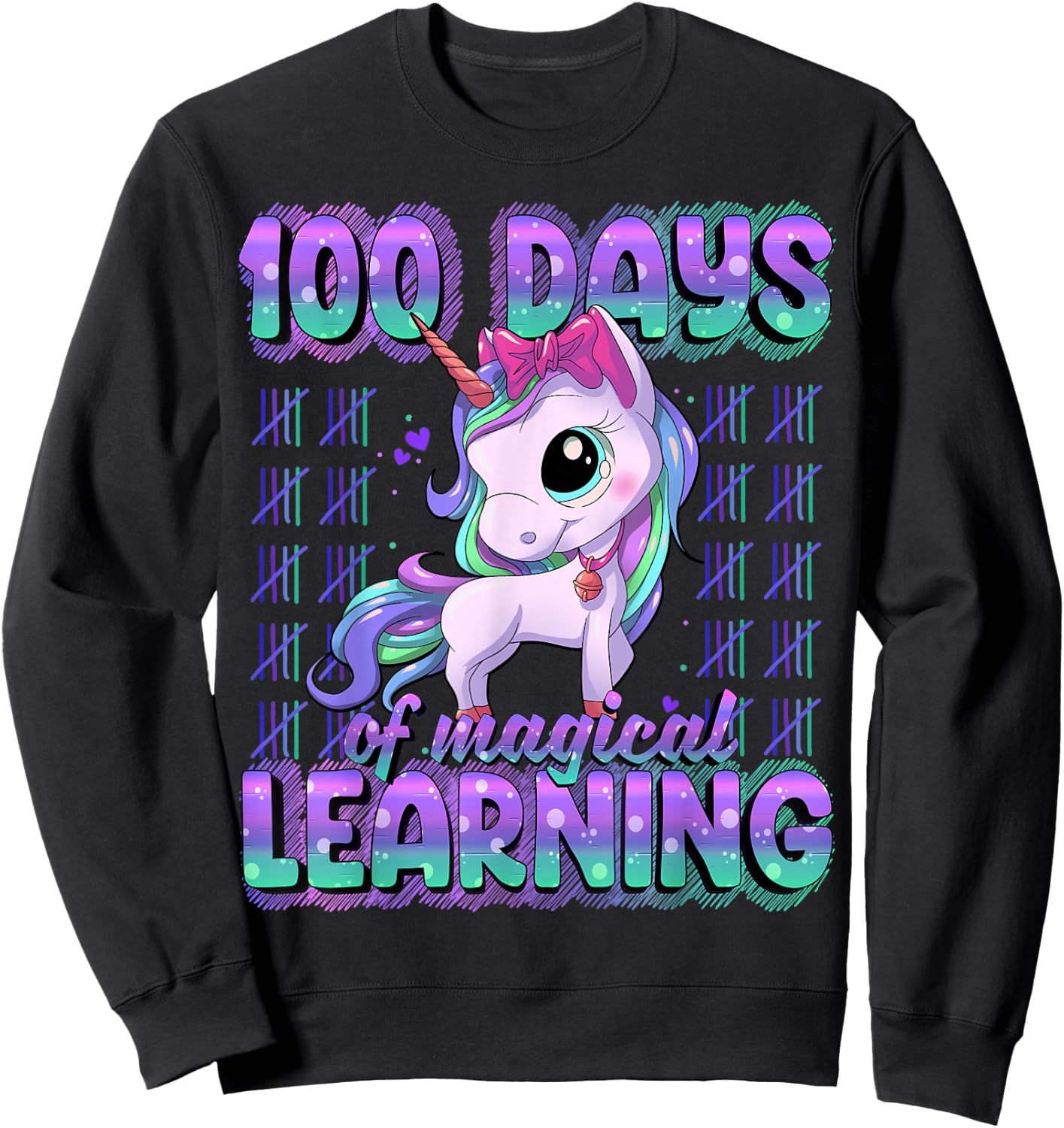 100 Days Of School Shirt Unicorn 100 Days Smarter 100th Day Sweatshirt - Sweatshirt | Black