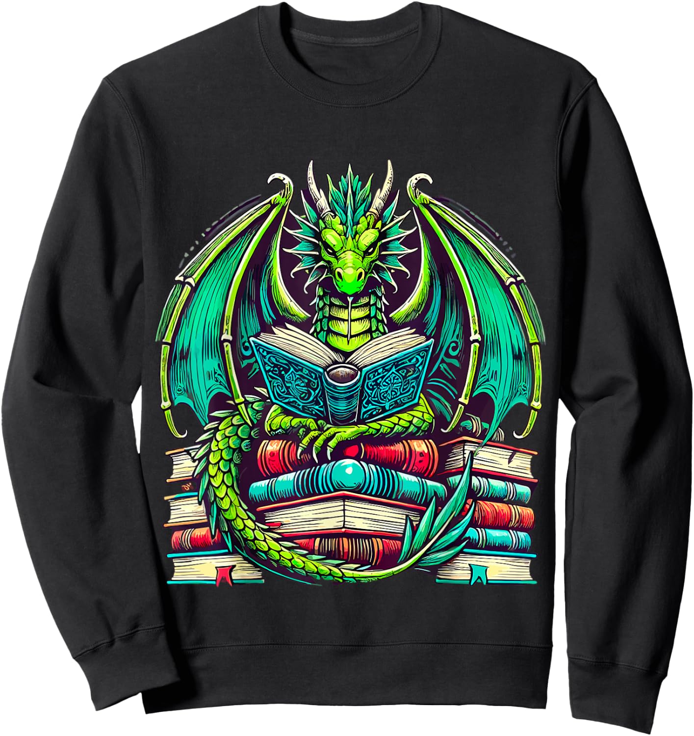 Book Dragon Reading lover Sweatshirt - Sweatshirt | Black