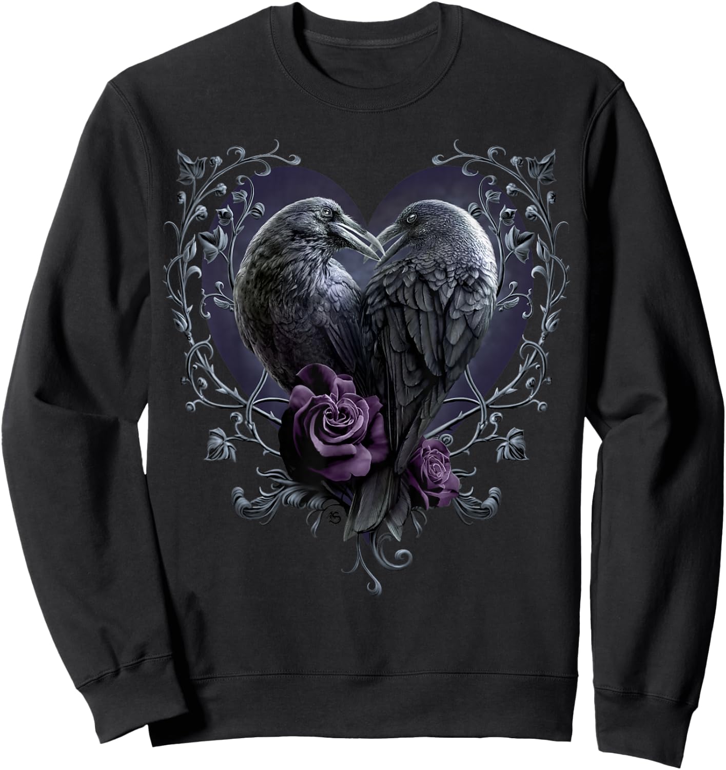 Spiral Original Raven Heart Gothic Ravens , black Sweatshirt - Sweatshirt | Black