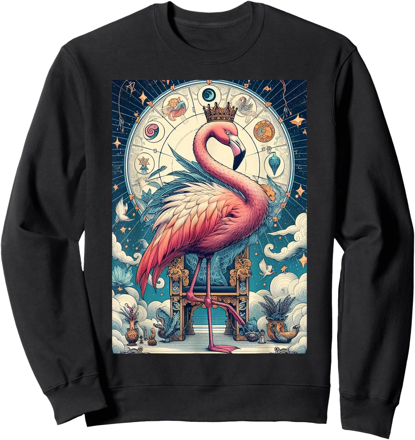 Flamingo tarot card Sweatshirt - Sweatshirt | Black