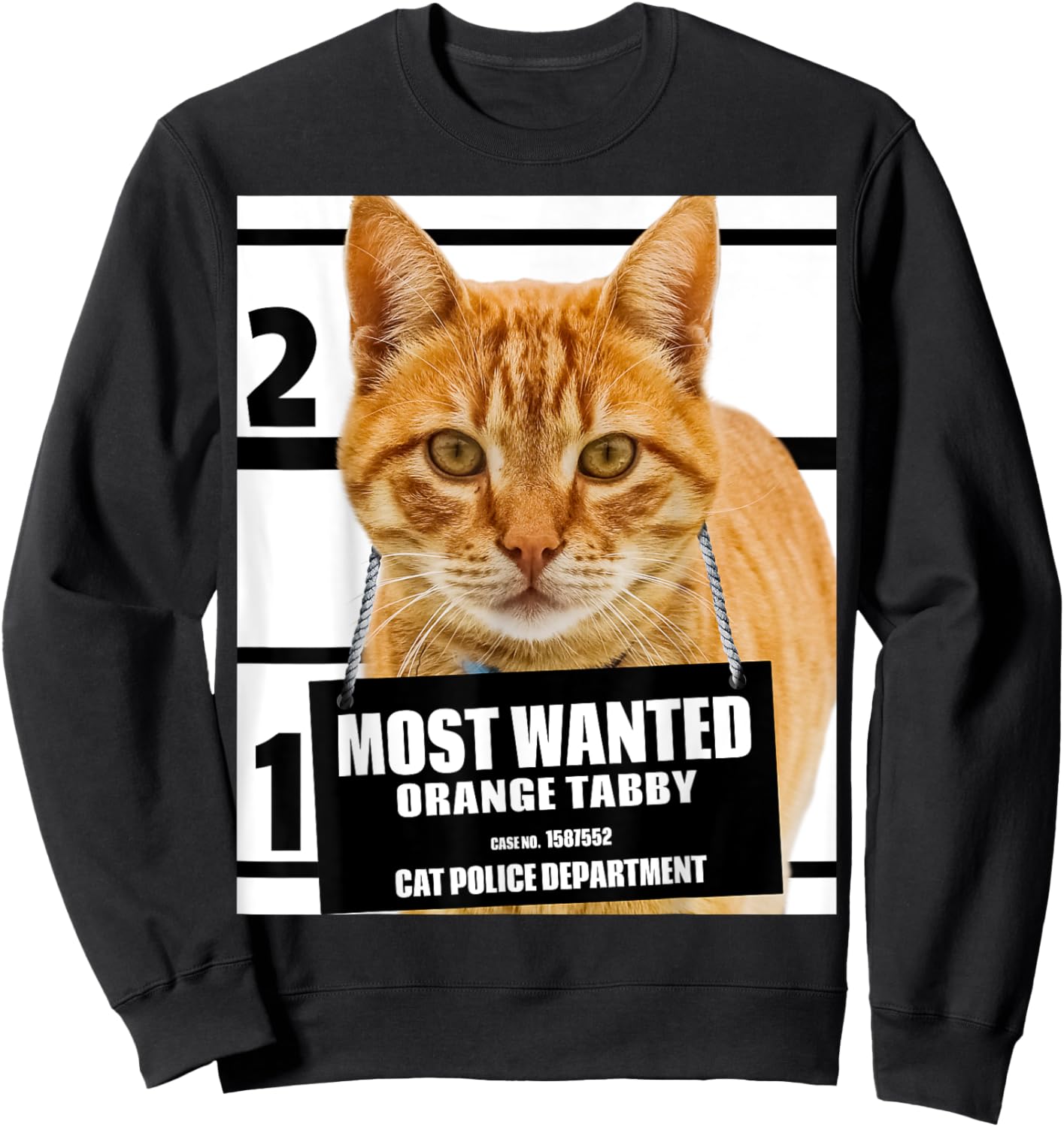 Most Wanted Orange Tabby Cat - Feline Shirts Sweatshirt - Sweatshirt | Black