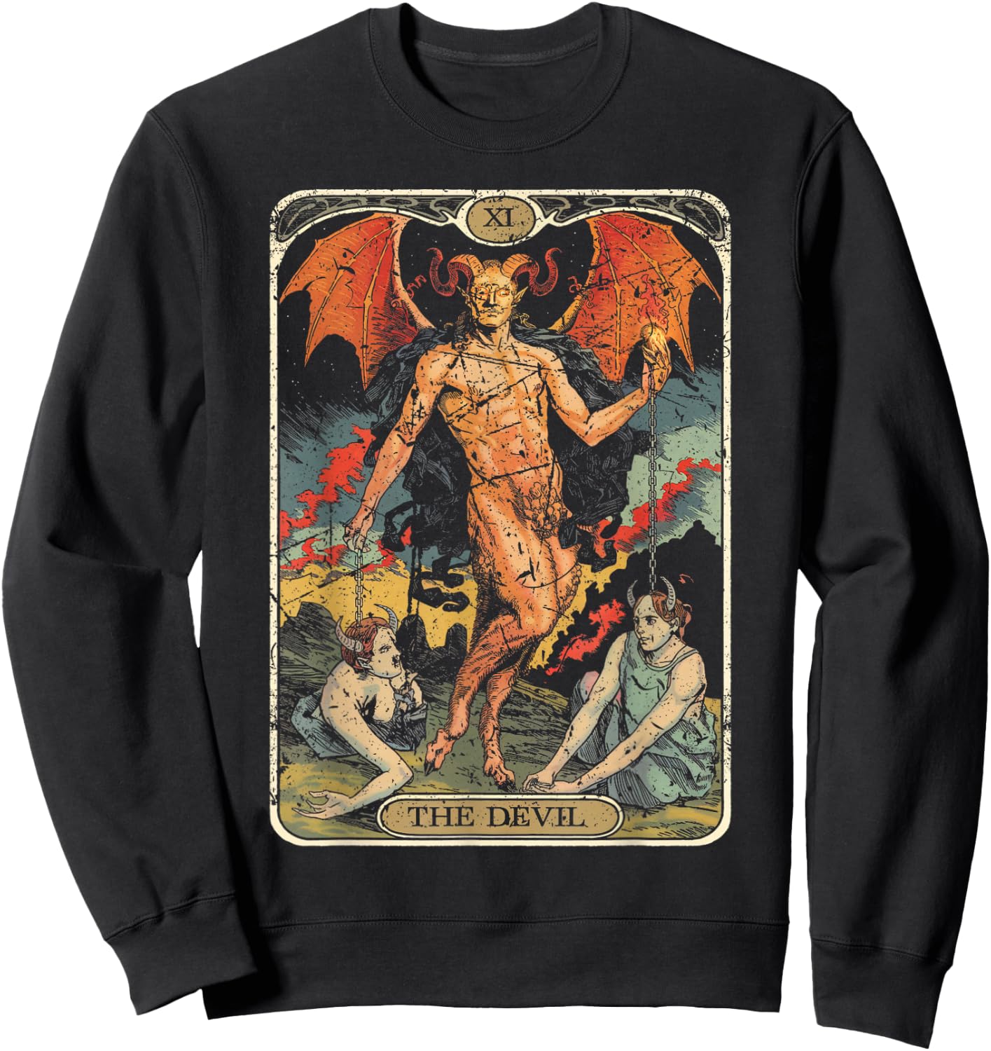 Tarot Card Vintage Devil Sweatshirt - Sweatshirt | Black