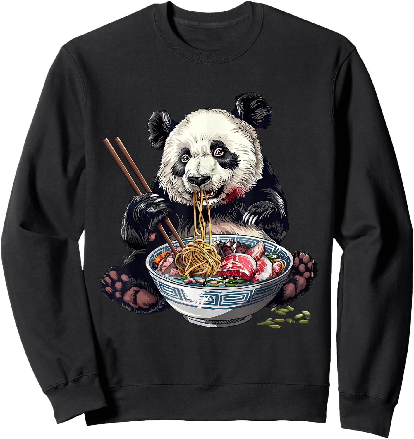 Panda Eating Ramen Noodles Ramen Noodles Panda Noodle Bowl Sweatshirt - Sweatshirt | Black