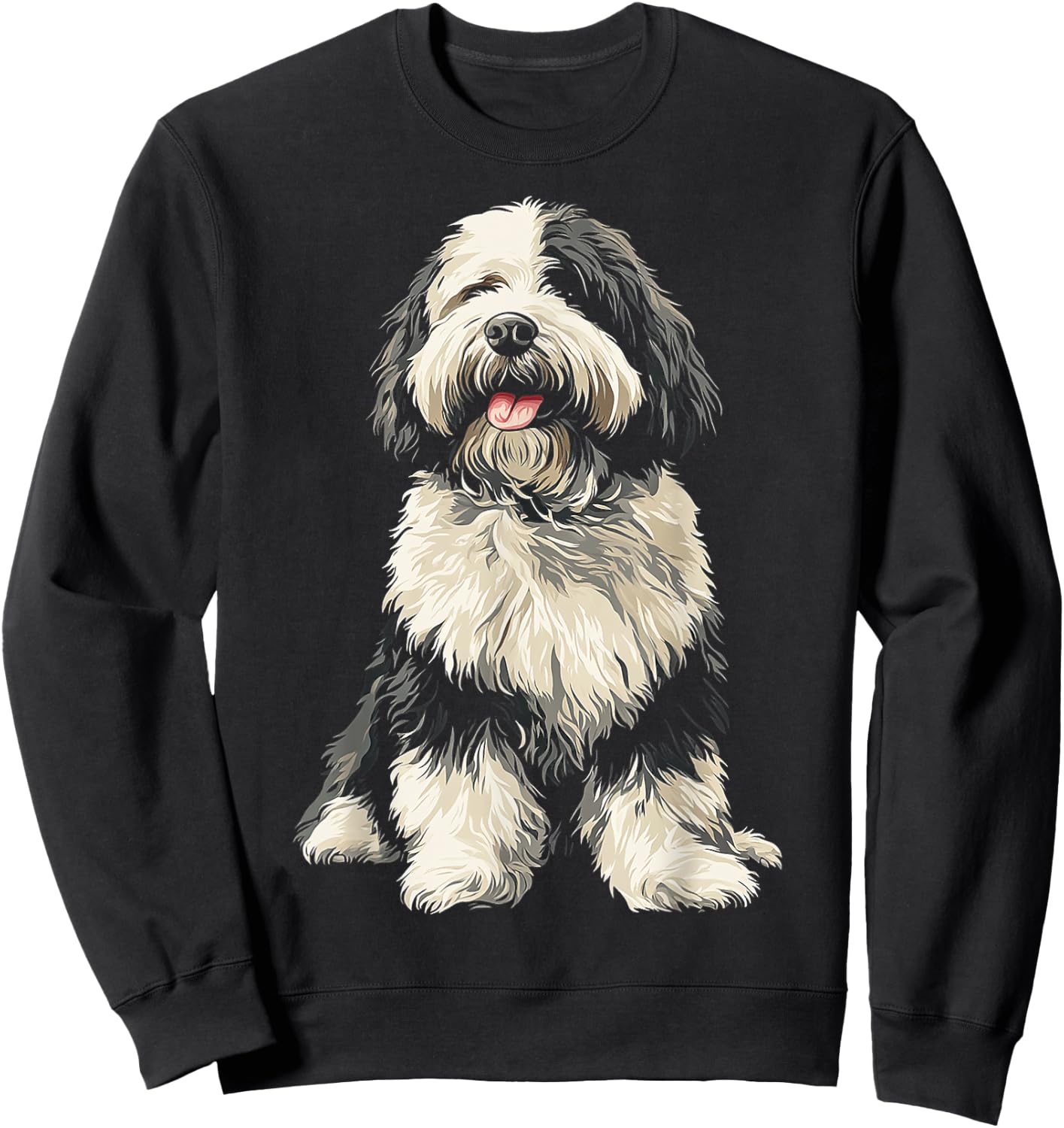 Old English Sheep Dog Dog Pet Artwork Old English Sheep Dog Women Kids Sweatshirt - Sweatshirt | Black
