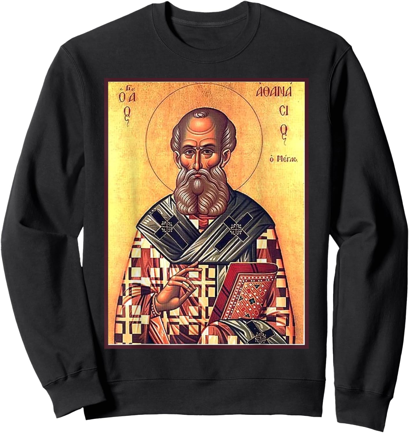 St. Athanasius of Alexandria Eastern Orthodox Byzantine Art Sweatshirt - Sweatshirt | Black