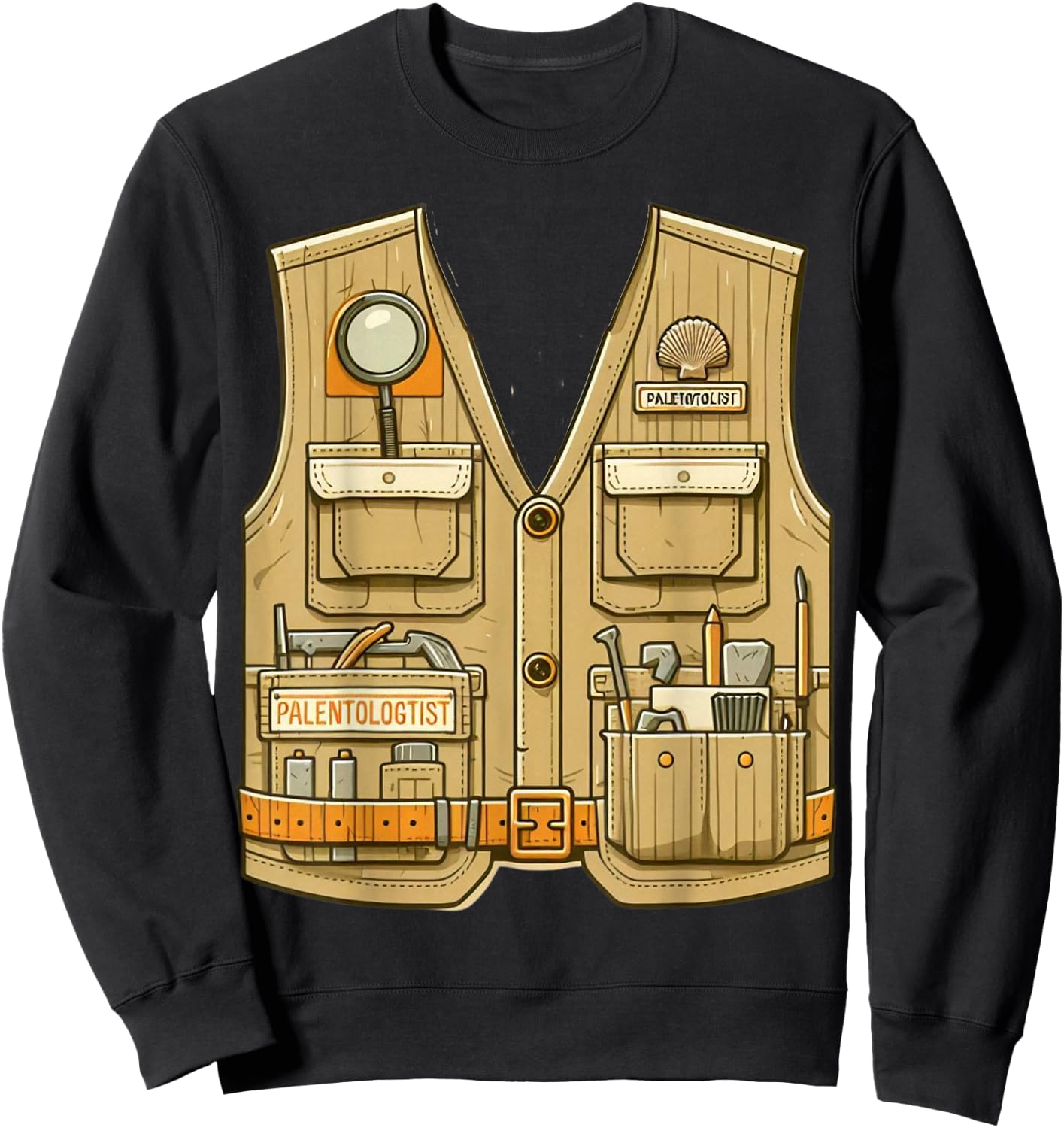 Adult Kids Halloween Paleontologist Dinosaur Hunter Costume Sweatshirt - Sweatshirt | Black