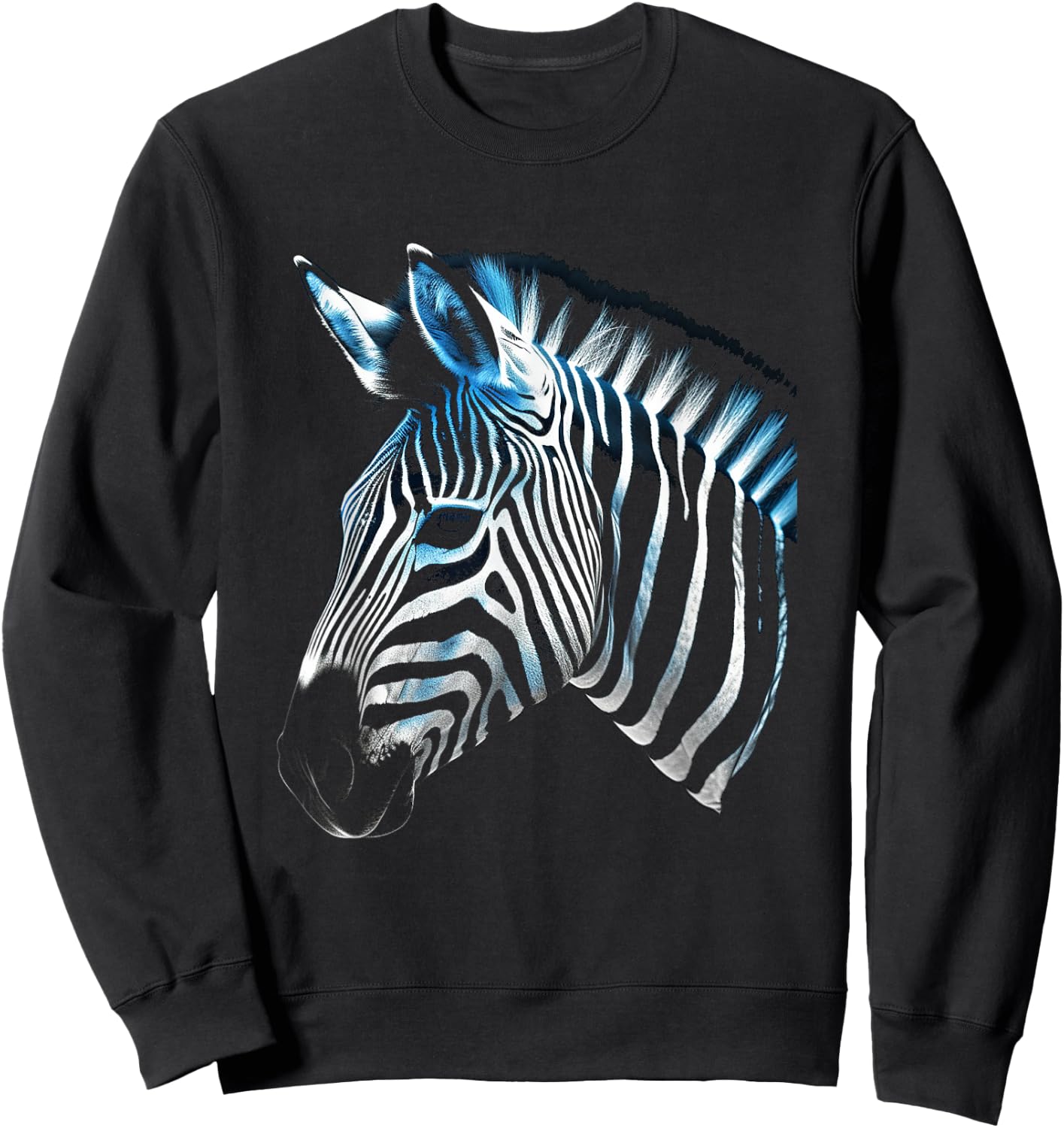 Zebra Lover Artwork | Animal Motif Zebra Sweatshirt - Sweatshirt | Black