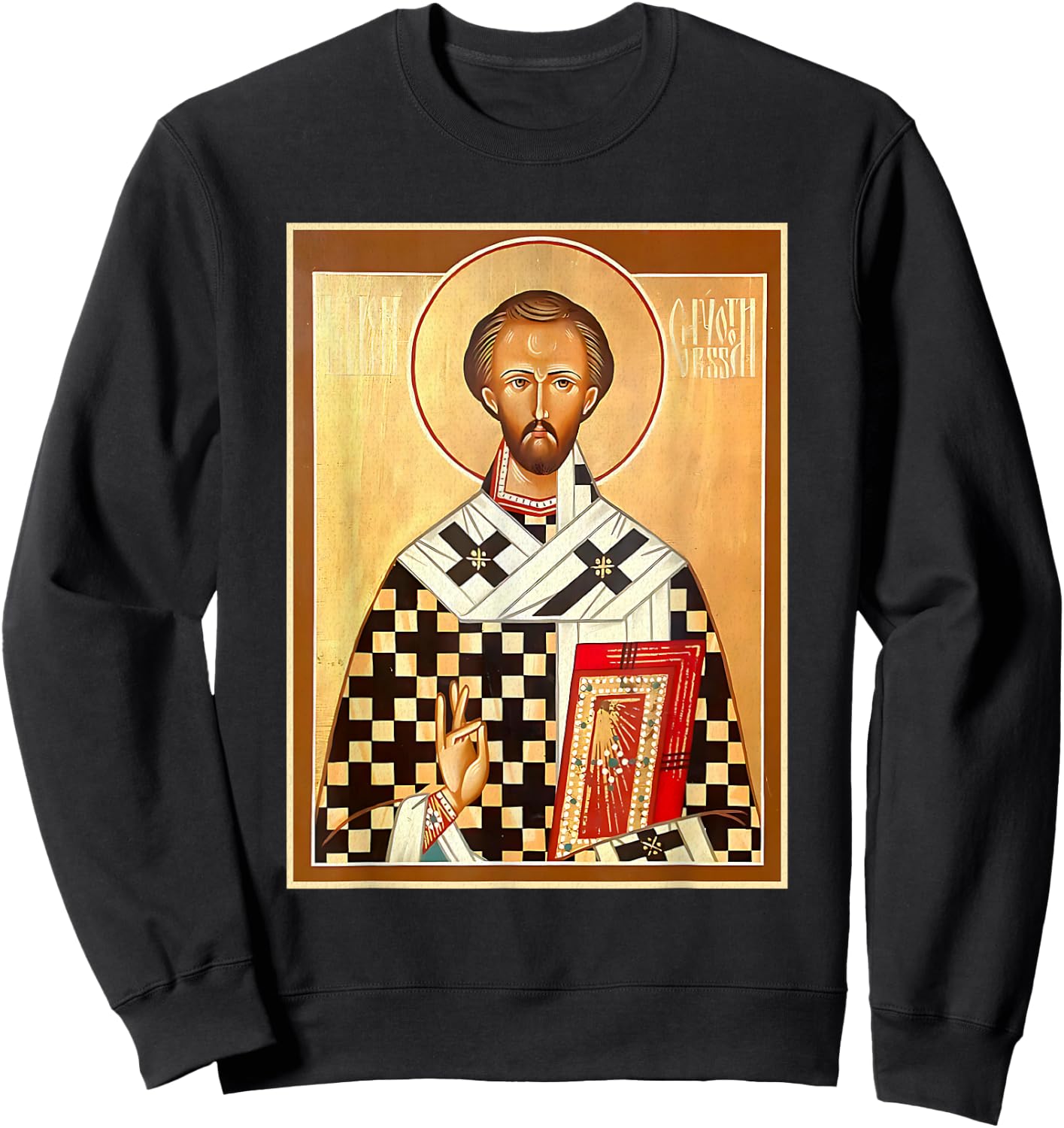 St. John Chrysostom Eastern Orthodox Byzantine Art Church Sweatshirt - Sweatshirt | Black