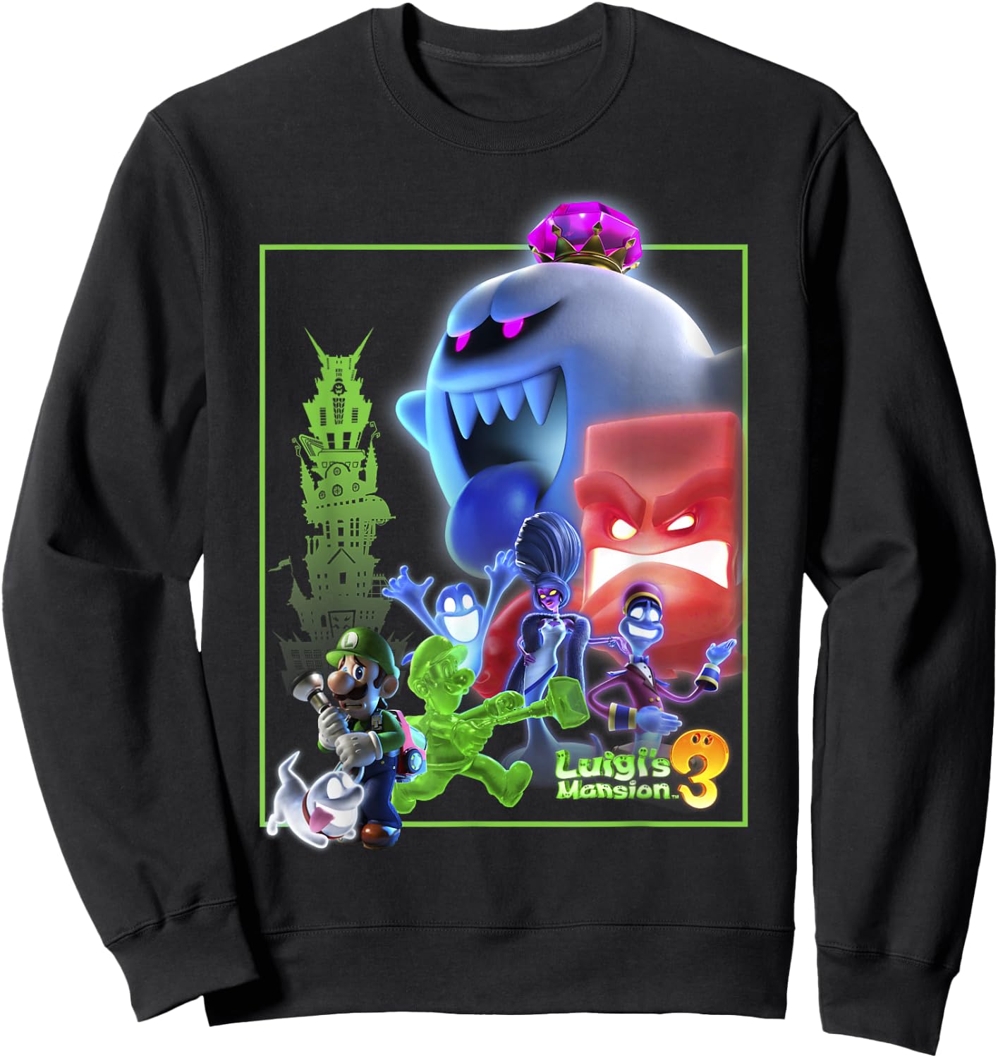 Luigi's Mansion 3 Collage Poster Sweatshirt - Sweatshirt | Black