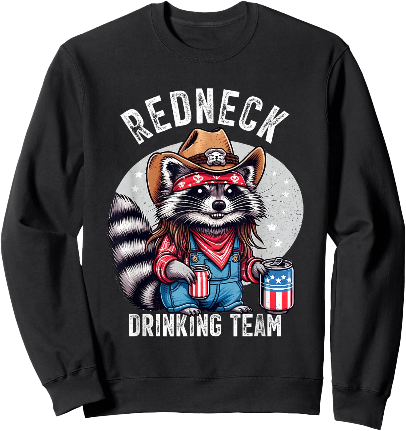 Redneck Hillbilly Raccoon White Party Costume, Black, S Sweatshirt - Sweatshirt | Black