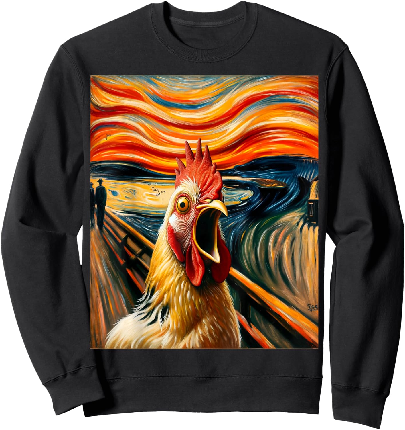 Expressionist Scream Parody Funny Painting Art Humor Chicken Sweatshirt - Sweatshirt | Black
