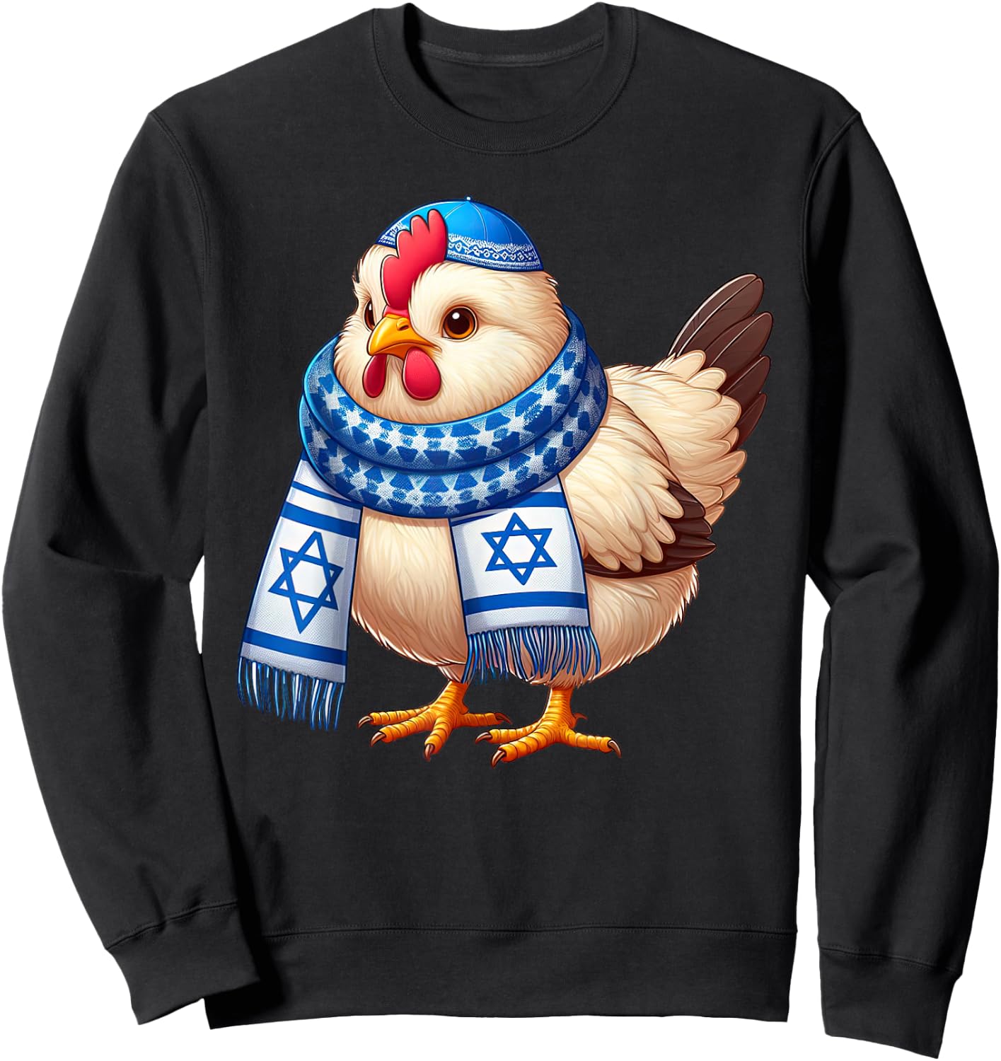 Funny Jewish Chicken Hanukkah Pajamakah Sweatshirt - Sweatshirt | Black