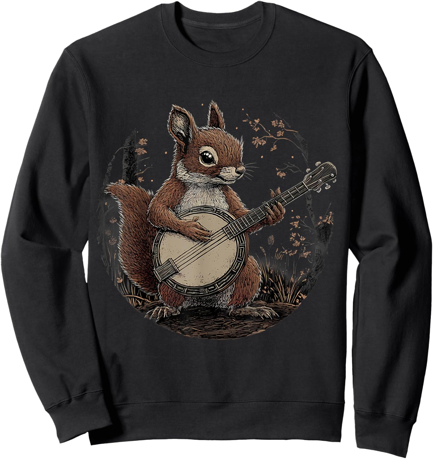 Banjo Squirrel Bluegrass Banjo Player Squirrel Playing Banjo Sweatshirt - Sweatshirt | Black