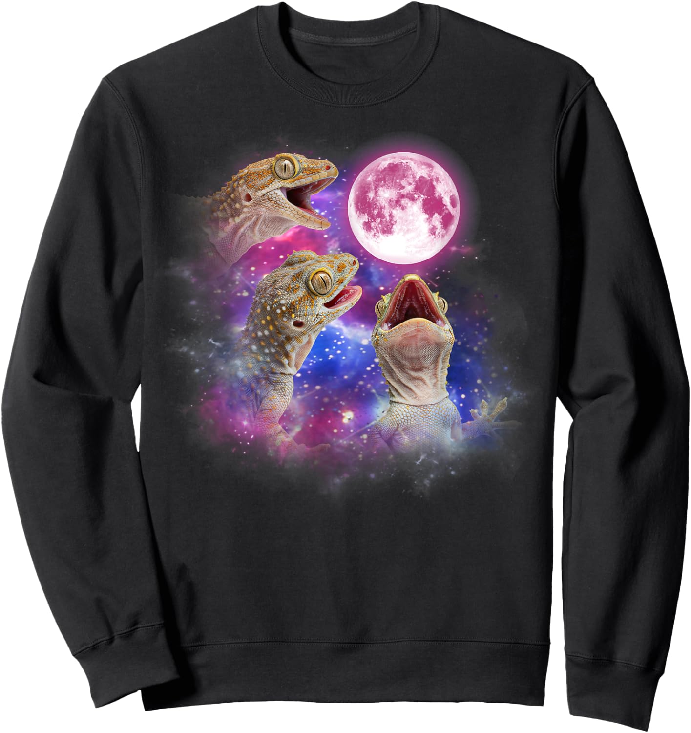 Gecko Howling At The Moon Wildlife colorful gecko Sweatshirt - Sweatshirt | Black