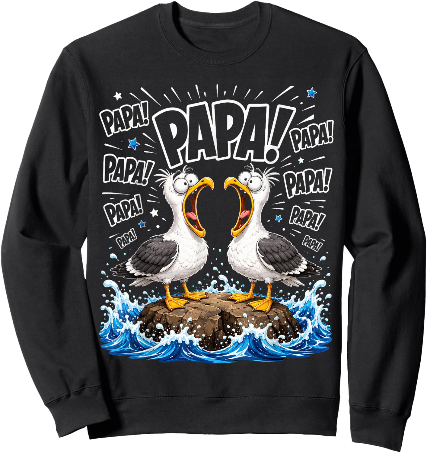 Dad Seagull Funny Papa Seagulls Fathers Day Humor Bird Lover Sweatshirt - Sweatshirt | Black