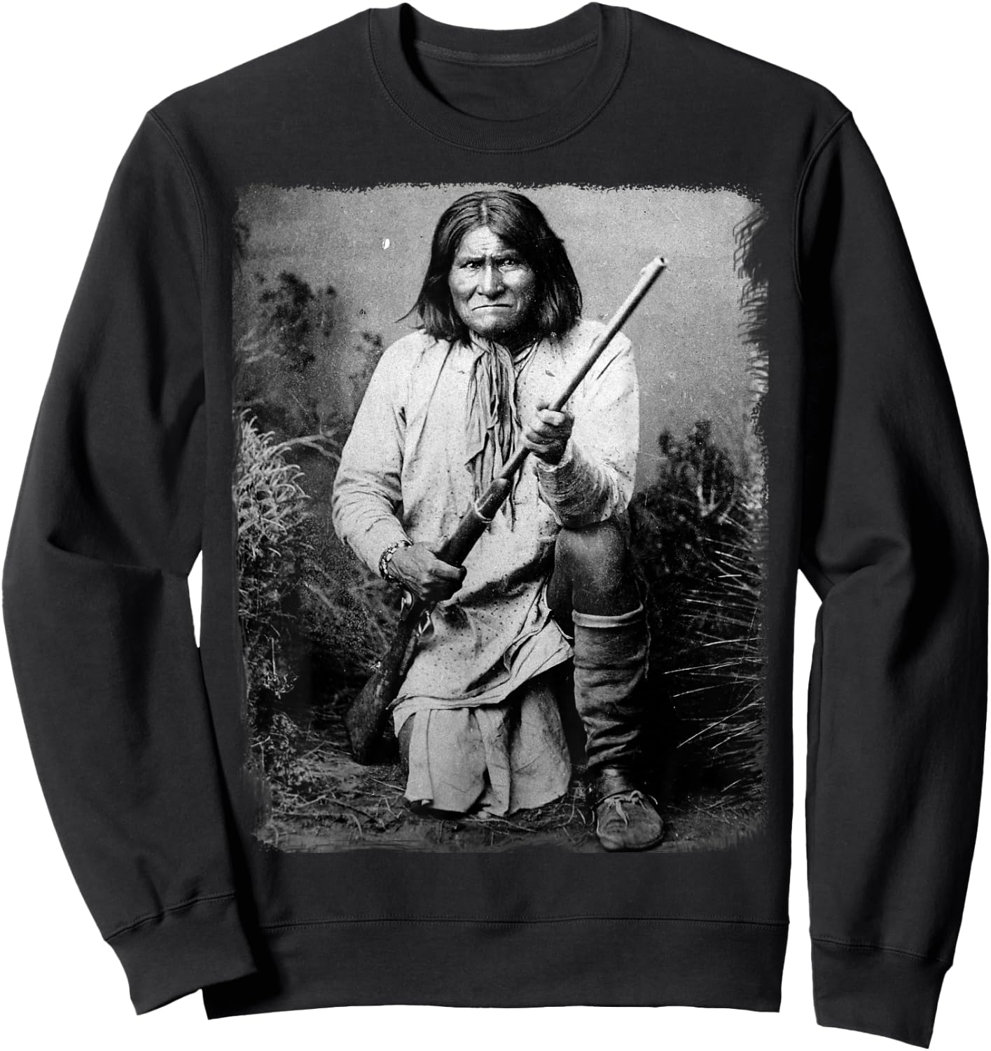 Geronimo t Shirt Warrior Native American Sweatshirt - Sweatshirt | Black