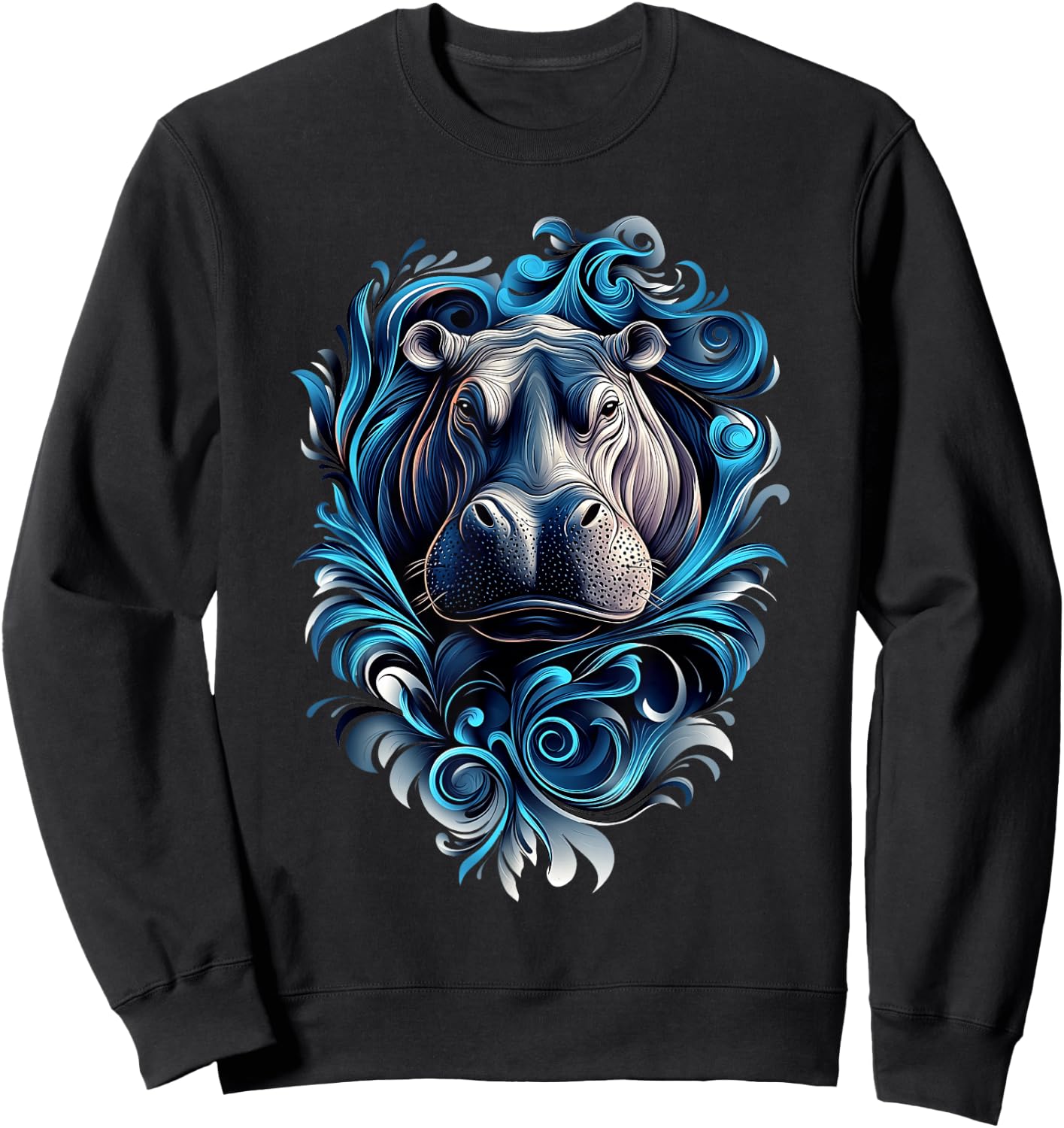 Hippos Wildlife Hippopotamus Nature Colorful Hippo Sweatshirt - Sweatshirt | Black