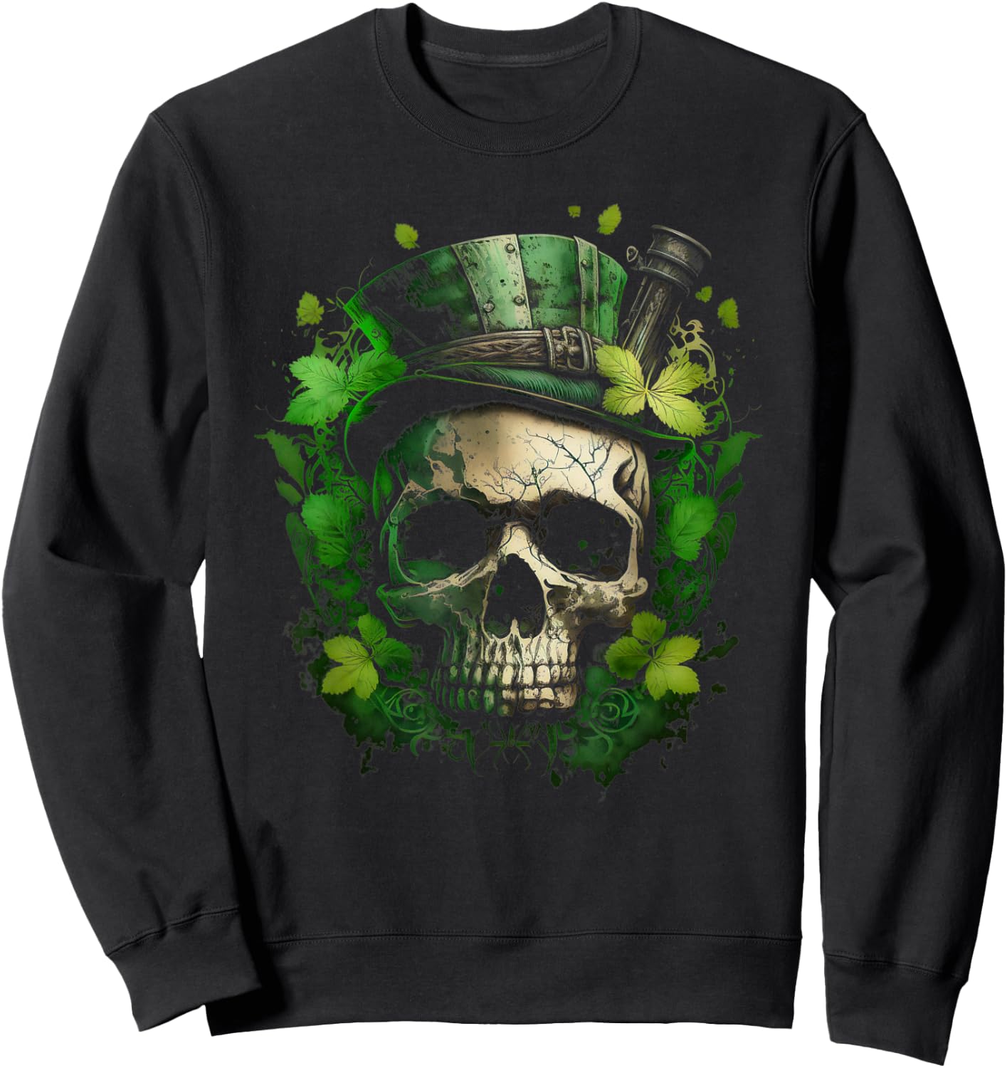 Irish Dark Luck St Patricks Day Skull Sweatshirt - Sweatshirt | Black