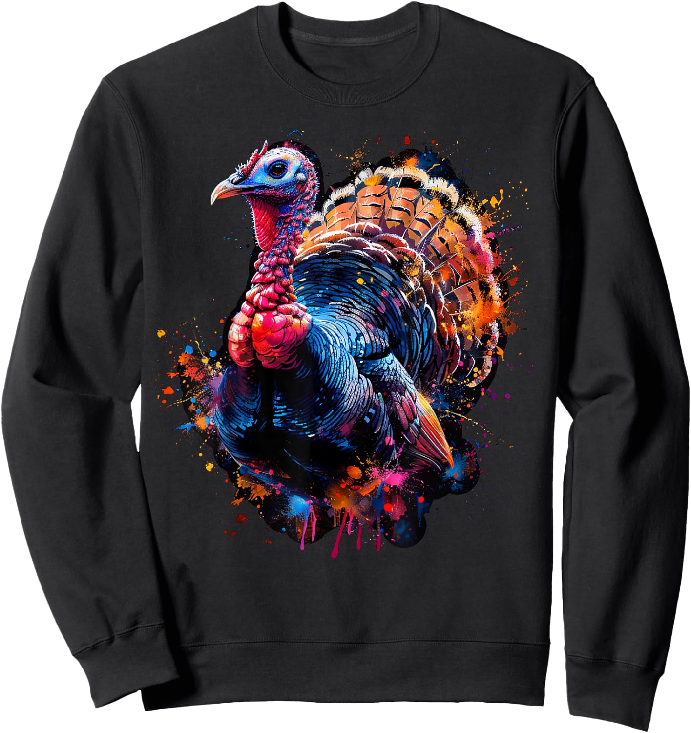 Cool Wild Turkey on colorful painted Wild Turkey Sweatshirt - Sweatshirt | Black