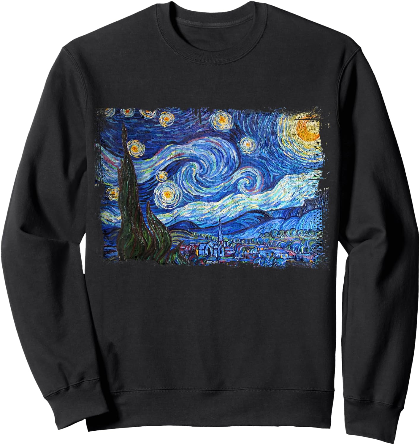 Starry Night by Vincent Van Gogh Famous Painting Sweatshirt - Sweatshirt | Black