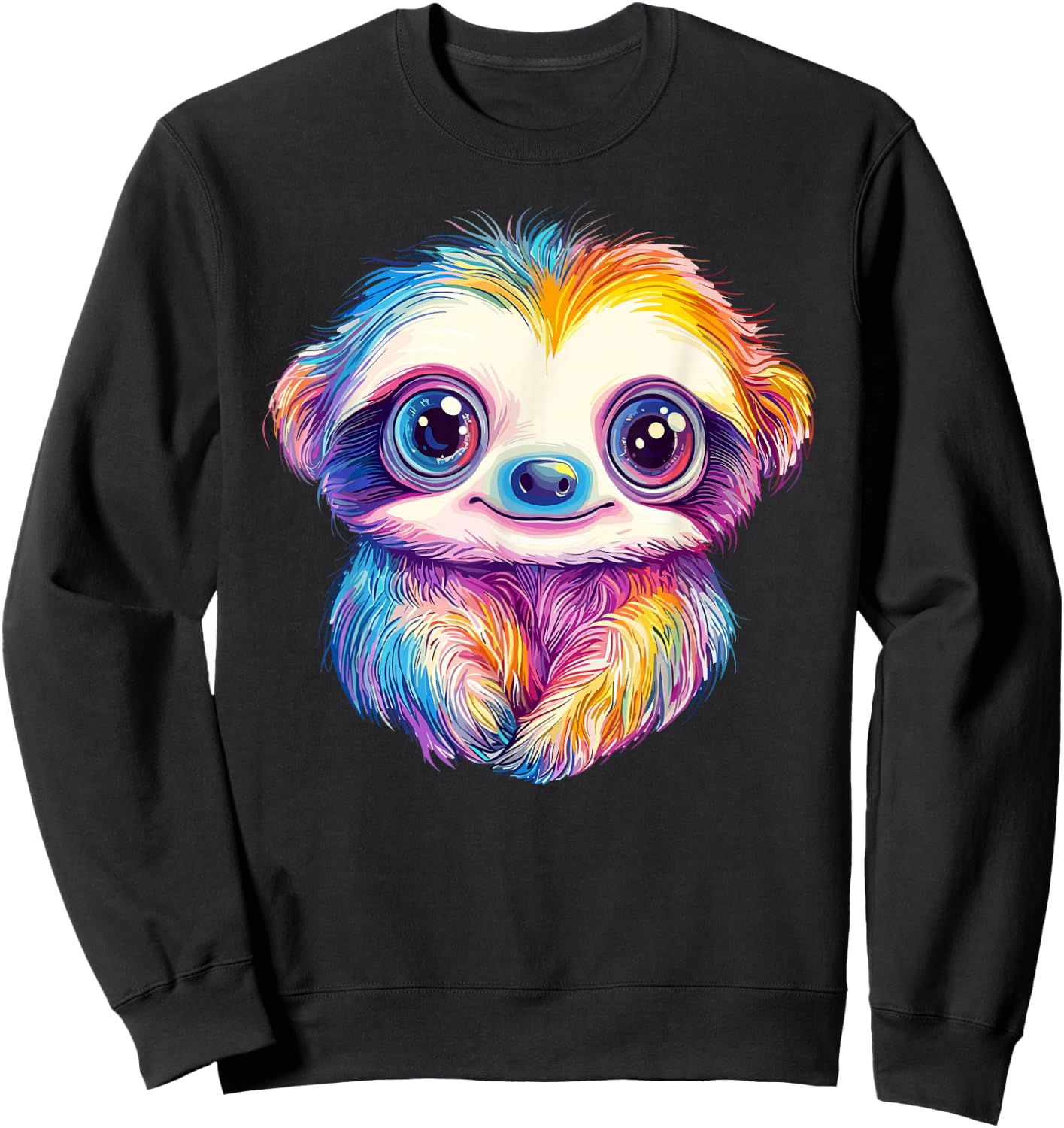 Colorful Rainbow Sloth Sweatshirt - Sweatshirt | Black