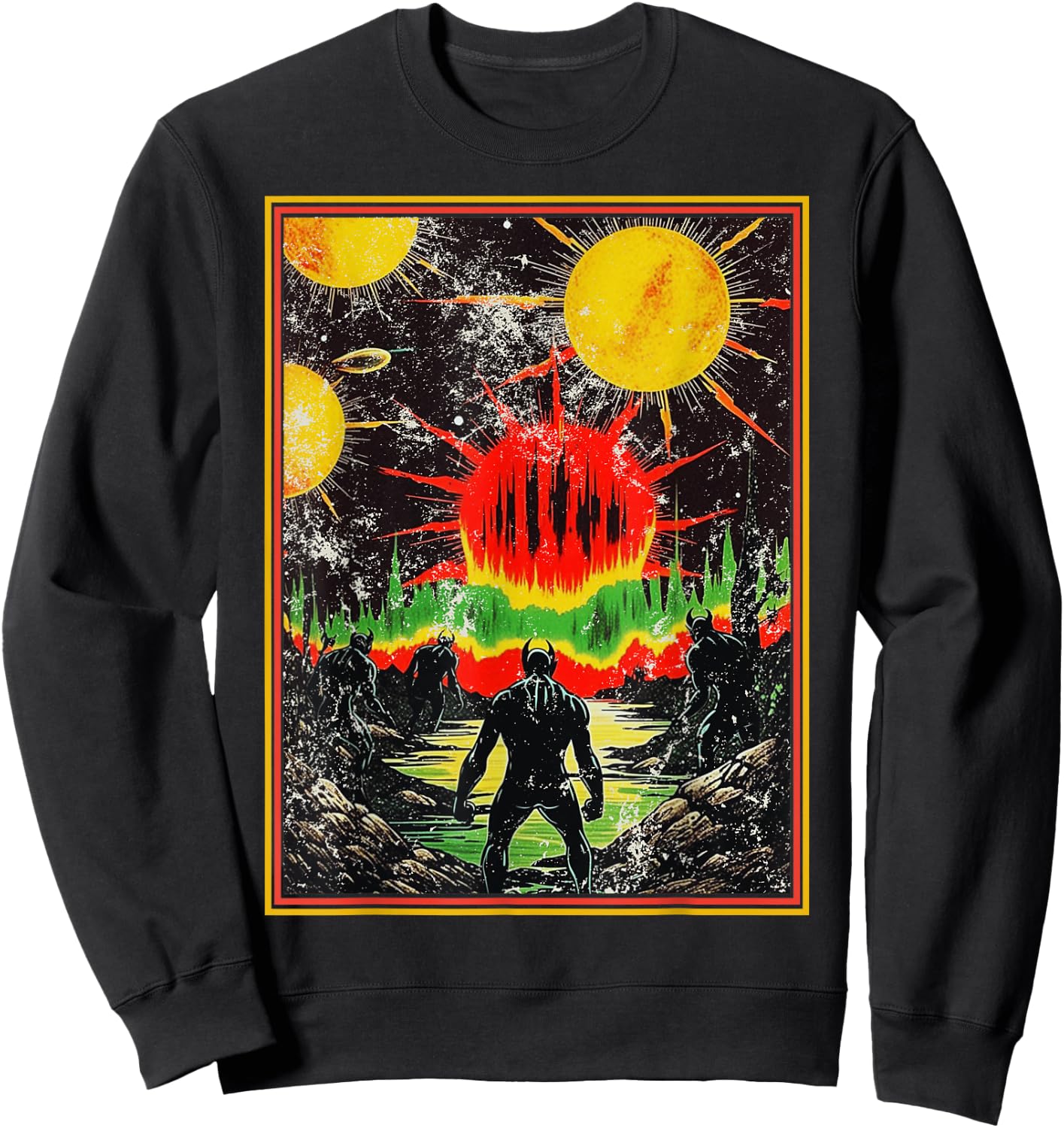 Monstrous Creature Emerging Retro 80s Dark Fantasy Art Sweatshirt - Sweatshirt | Black