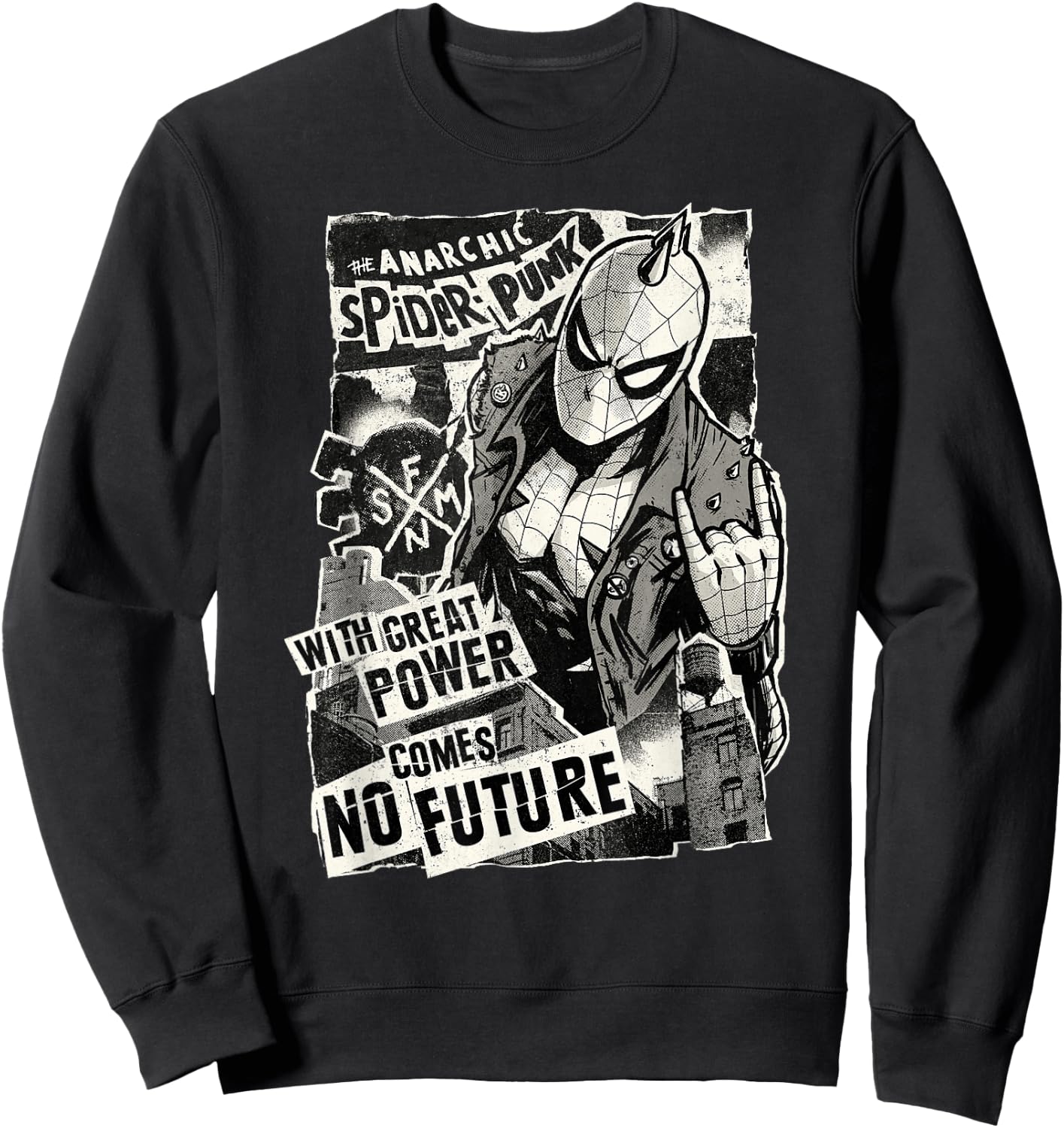 Marvel Spider-Man Anarchic Spider-Punk With Great Power , black Sweatshirt - Sweatshirt | Black