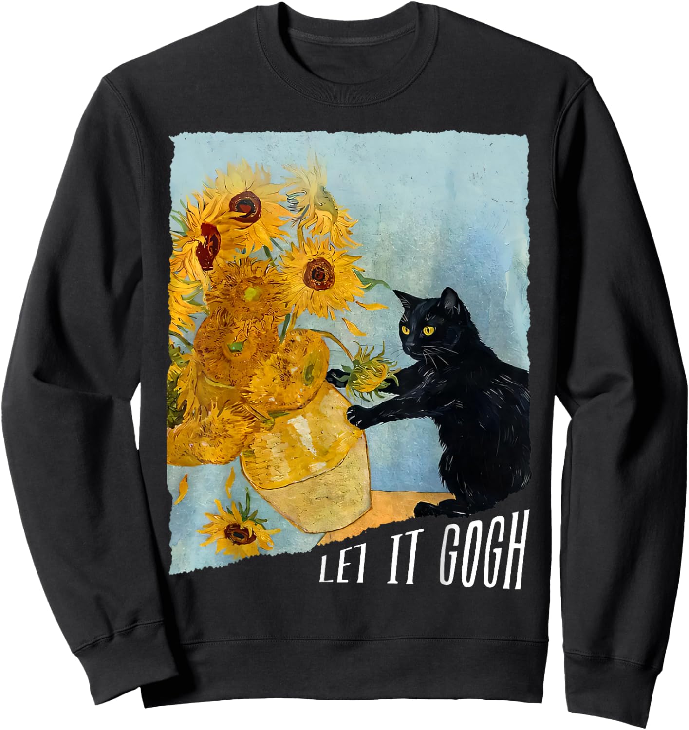 Let it Gogh Funny Vincent Van Gogh Starry Night Design Sweatshirt - Sweatshirt | Black