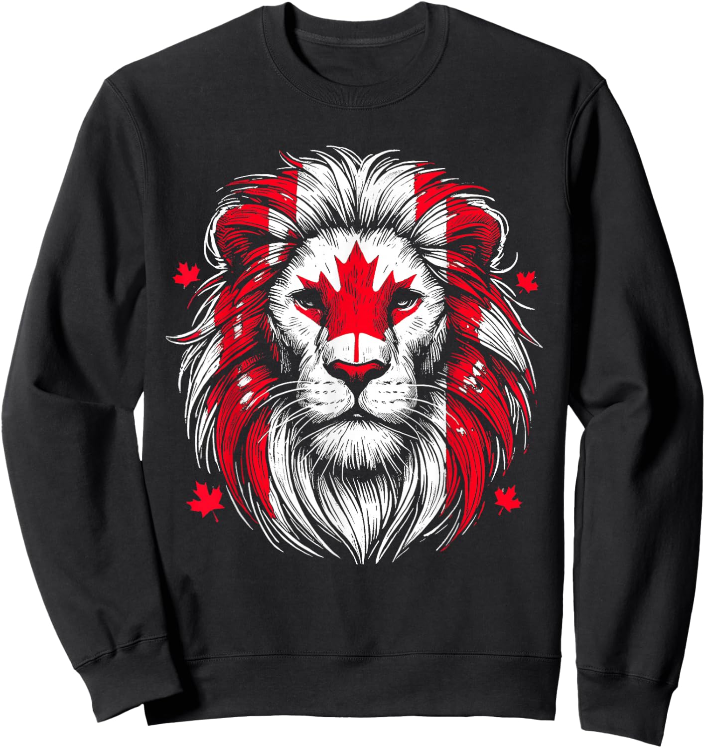 Patriotic Lion Maple Leaf Flag Canada Day Canadian Animal Sweatshirt - Sweatshirt | Black
