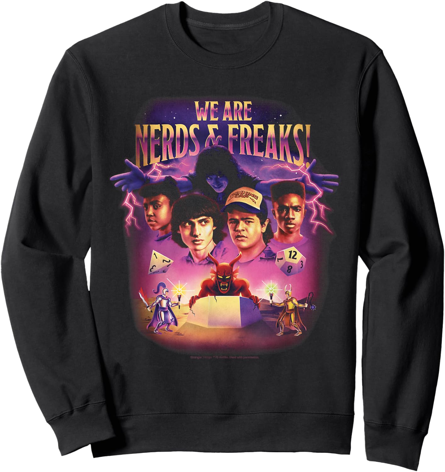Stranger Things We Are Nerds & Freaks D&D Montage Sweatshirt - Sweatshirt | Black