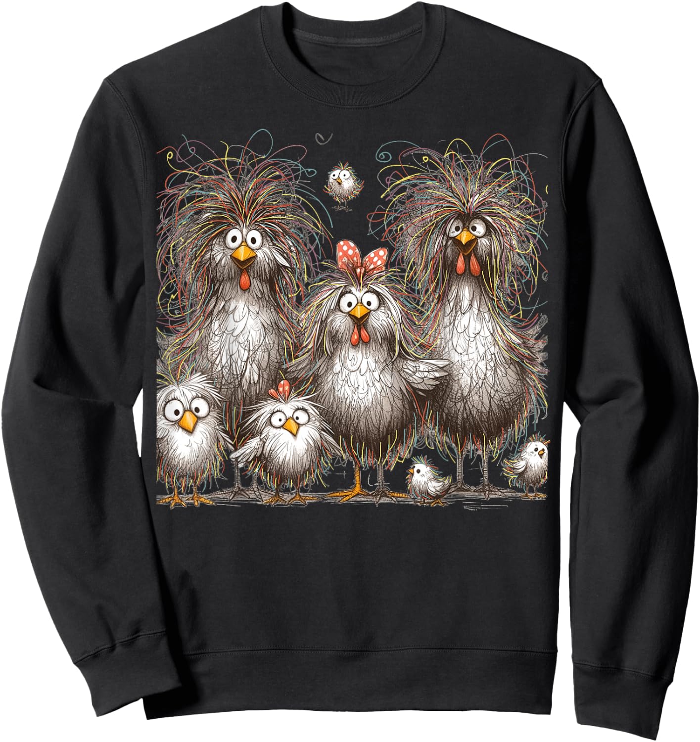 Funny Chicken Art Eagerlys Colorful Sweatshirt - Sweatshirt | Black