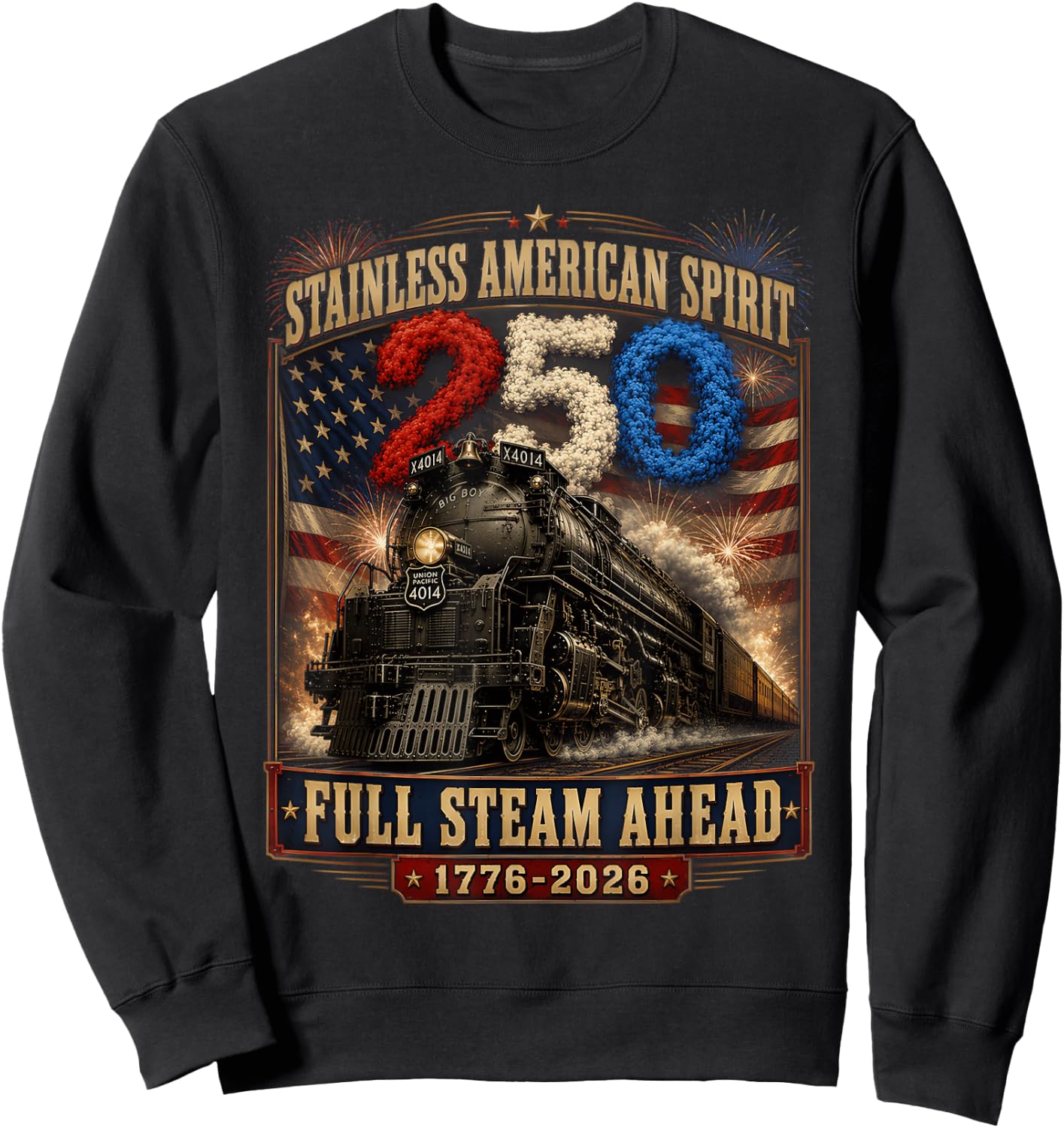 Big Boy 4014 Vintage 250 Steam Locomotive Railroad Train Sweatshirt - Sweatshirt | Black