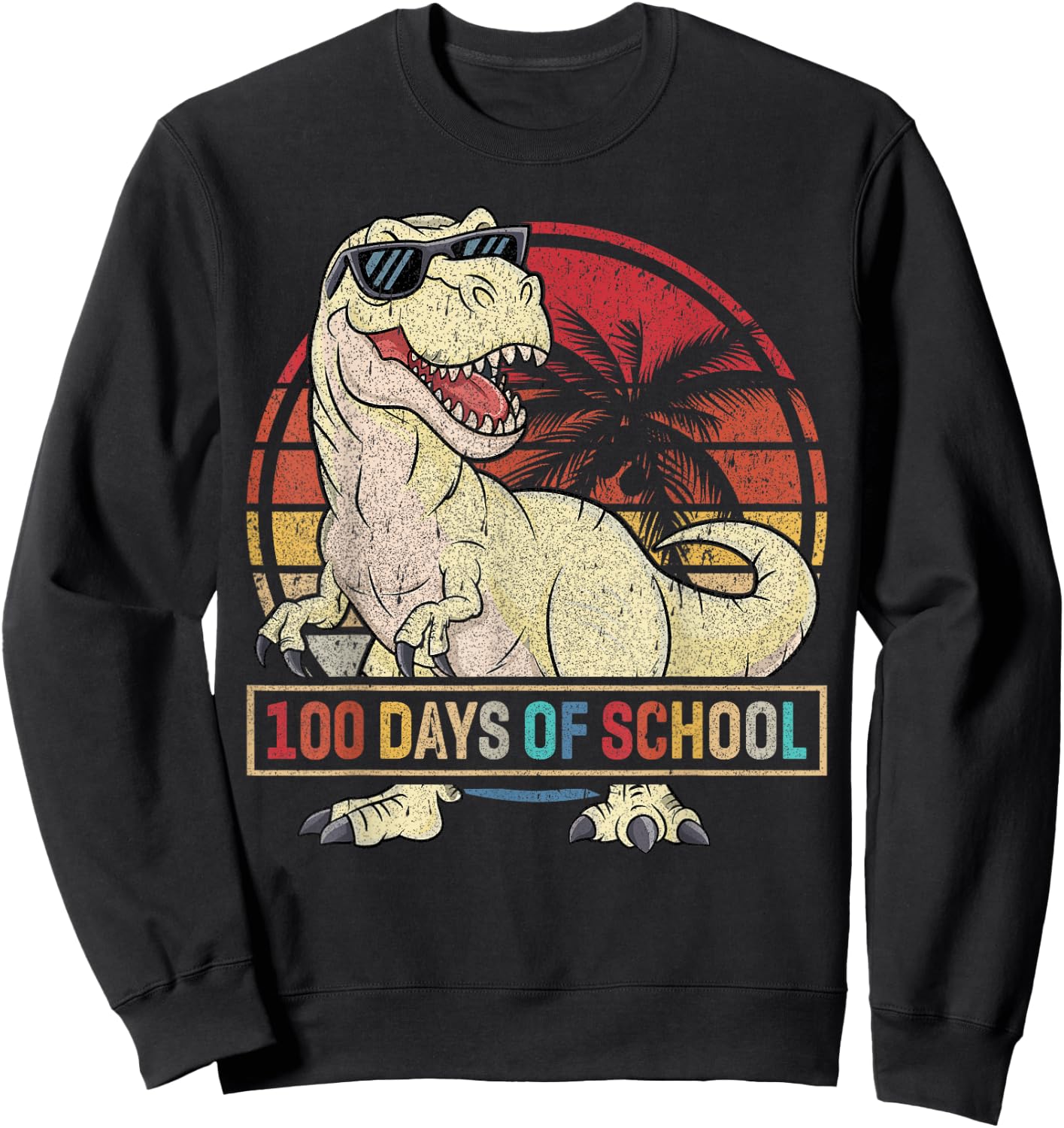 100 Days of School Dinosaur 100 Days Smarter Kids 100th Day Sweatshirt - Sweatshirt | Black