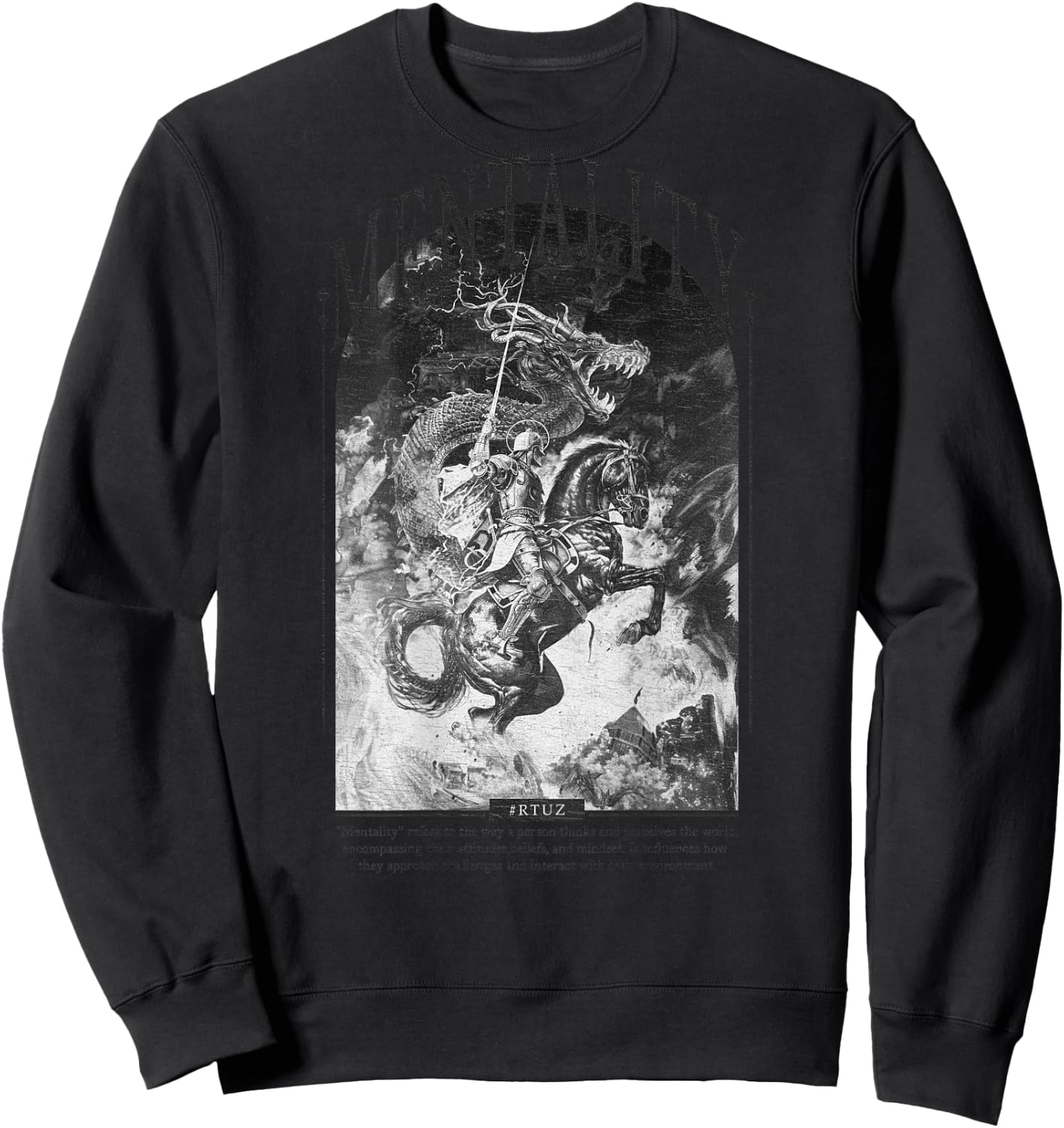 Modern Hip Hop Vintage Graffiti Urban Backprint Streetwear , White Sweatshirt - Sweatshirt | Black