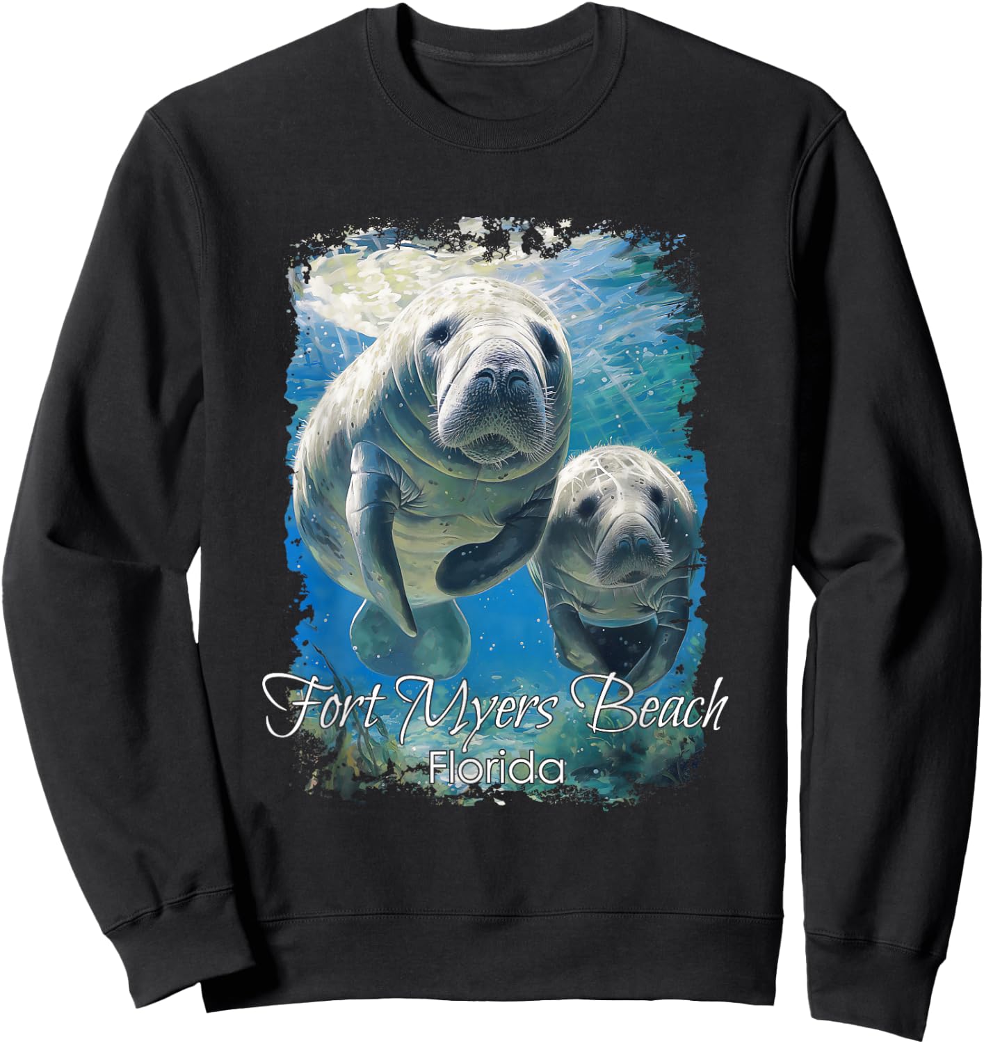 Fort Myers Beach Florida Love The Manatees Sweatshirt - Sweatshirt | Black