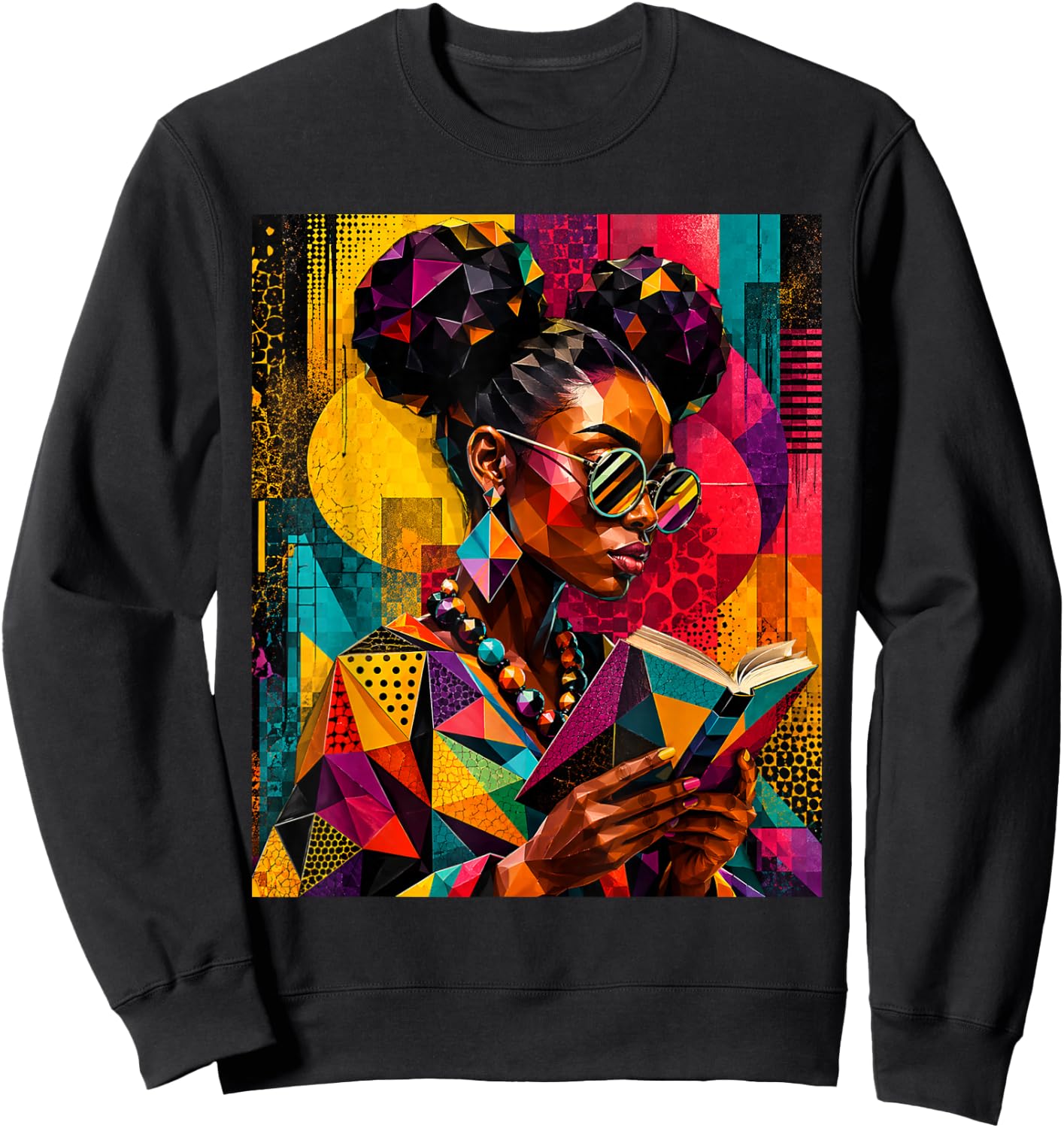 Black History Educated Geometric Women Reading Book Melanin Sweatshirt - Sweatshirt | Black