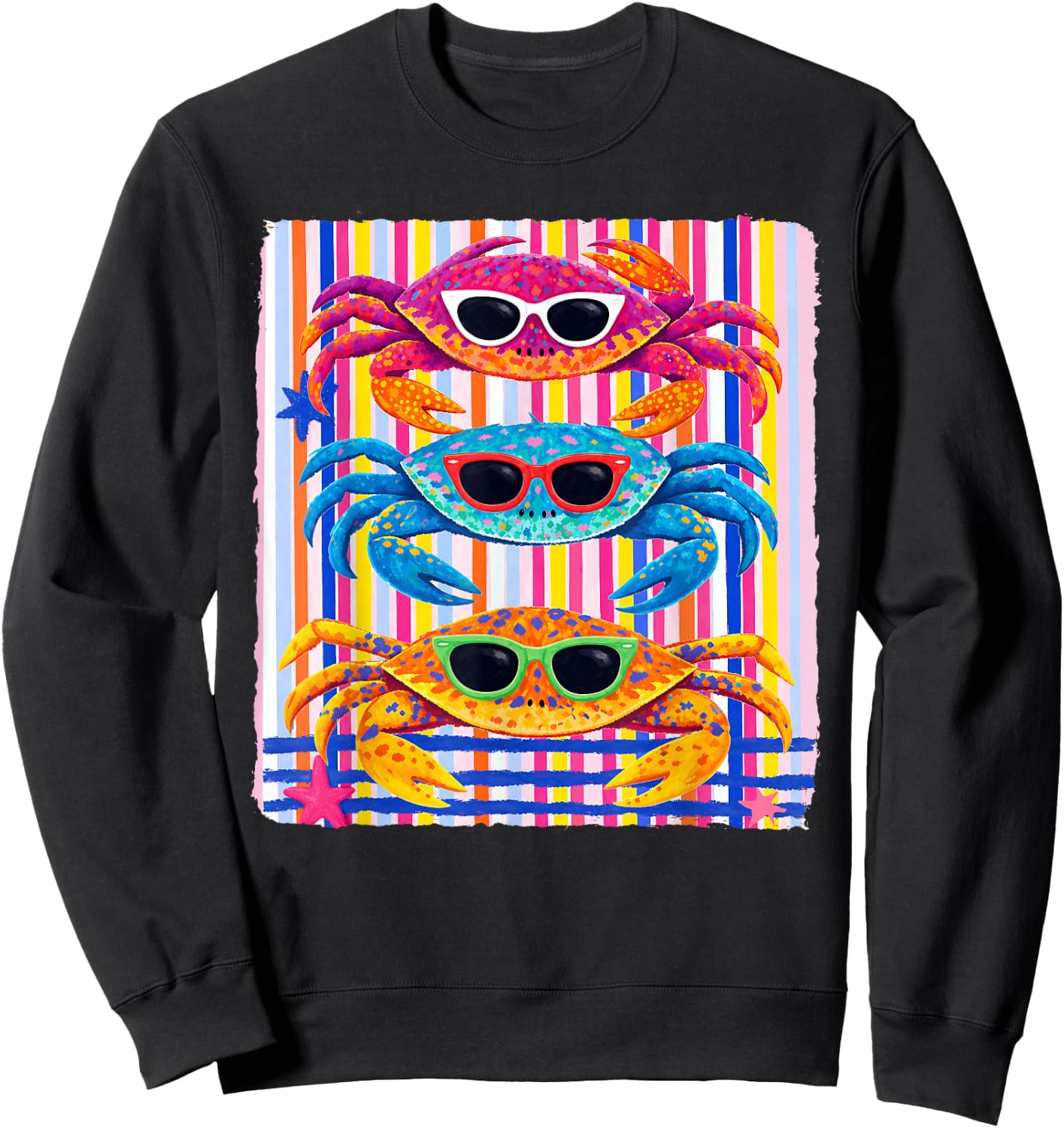Crabby Crab Sunglasses Summer Hawaii Beach Vacation Ocean Sweatshirt - Sweatshirt | Black