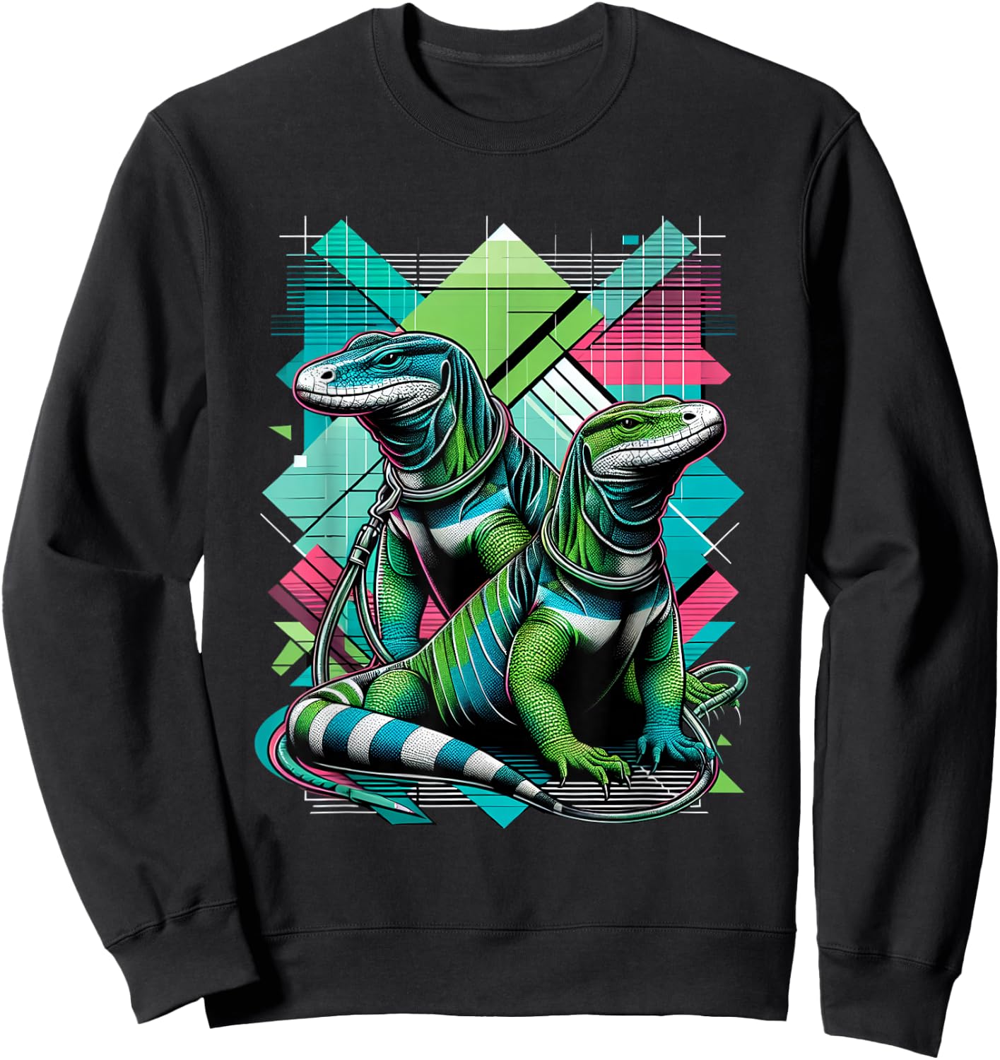 Monitor Lizards on a Leash | Cool Graphic Reptile Sweatshirt - Sweatshirt | Black