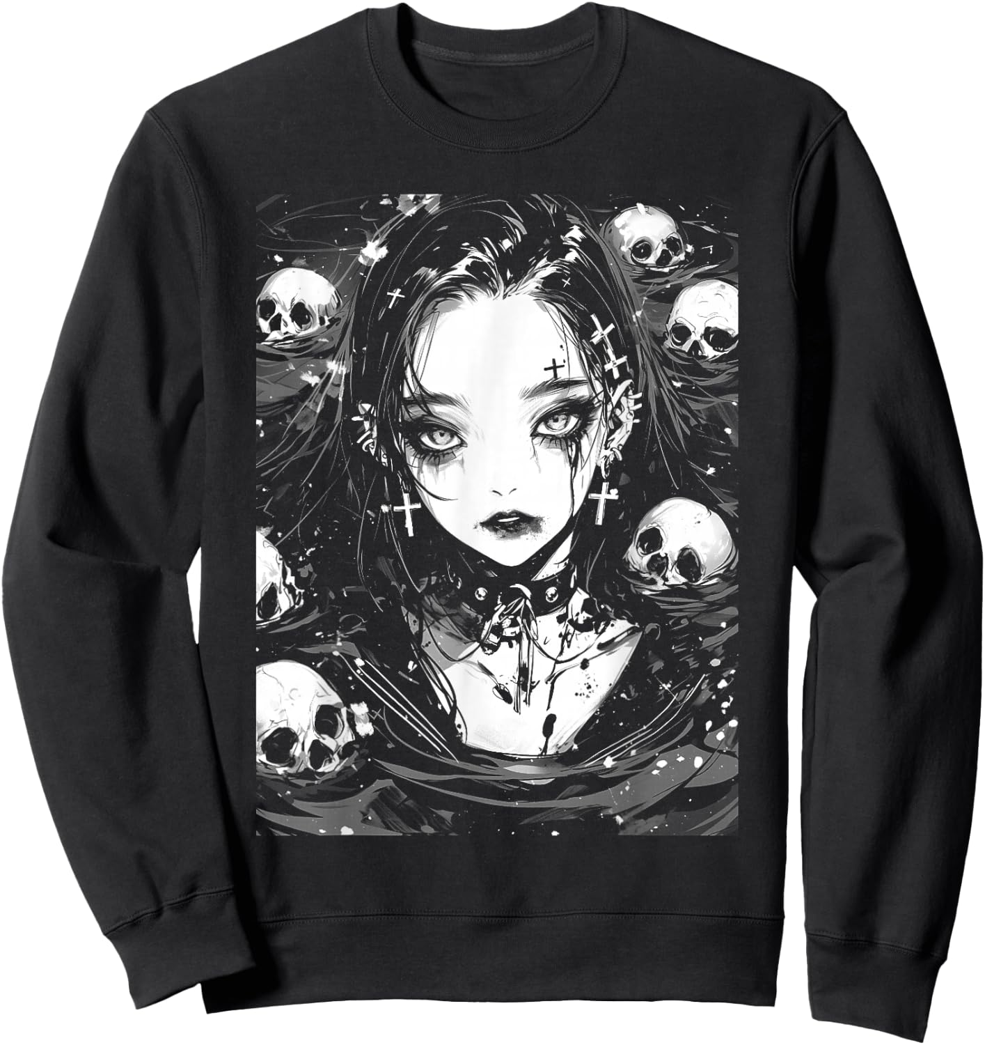 Horror Anime Manga Gothic Goth Yami Kawaii Creepy Cute Sweatshirt - Sweatshirt | Black
